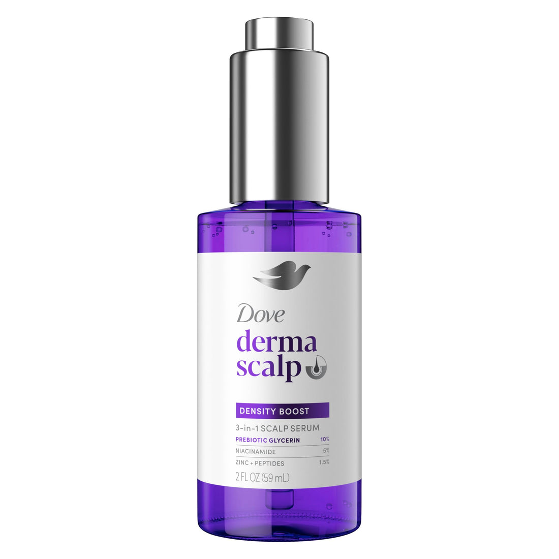 Dove Derma Scalp Density Boost 3-in-1 Scalp Serum 1 ct With Prebiotic Glycerin, Zinc + Peptides, and Niacinamide For Breakage And Hair Thinning 2 oz Halalzen