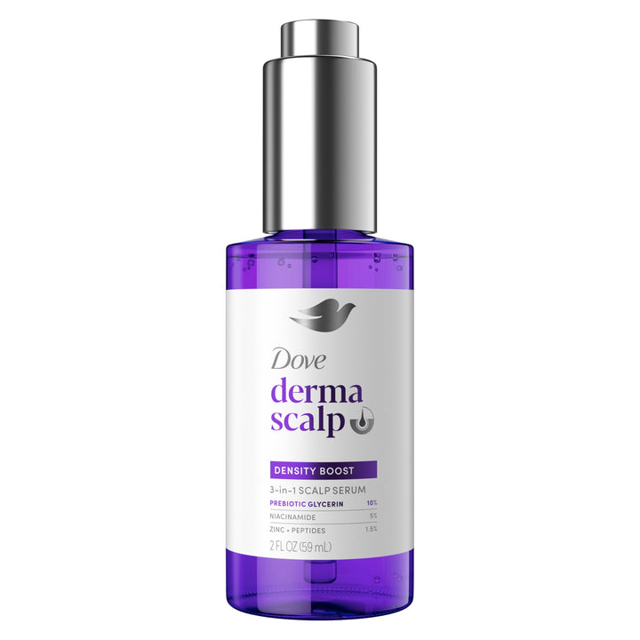 Dove Derma Scalp Density Boost 3-in-1 Scalp Serum 1 ct With Prebiotic Glycerin, Zinc + Peptides, and Niacinamide For Breakage And Hair Thinning 2 oz Halalzen