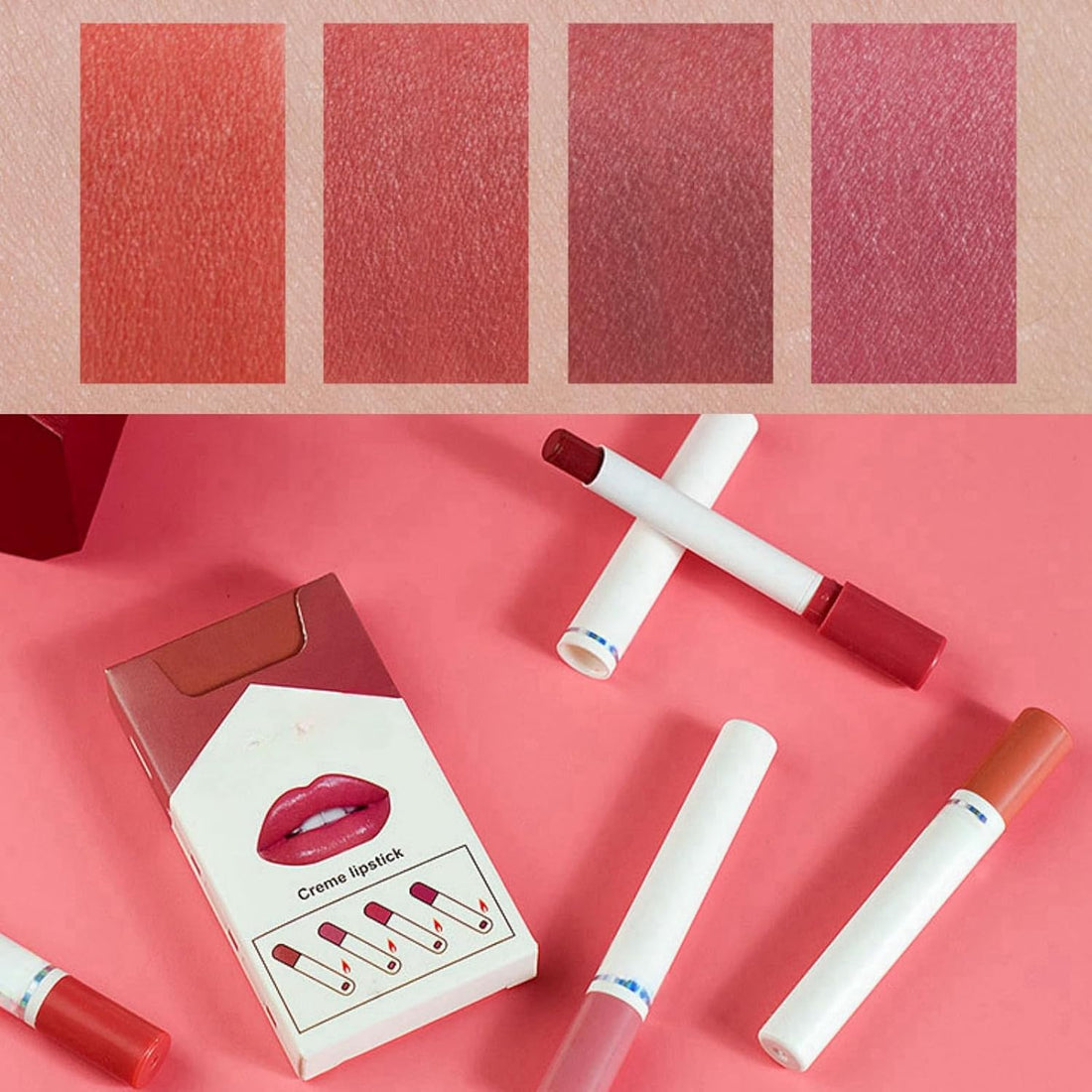 4pcs Plumping Lipstick Set,Plumping Lip Gloss Set,Tinted Lip Balm,Lip Gloss Set,Nude Lipstick Sets for Women,Lipstick Long Lasting,Waterproof Lip Stick Set,High Pigmented Lip Balm,Makeup Sets Halalzen