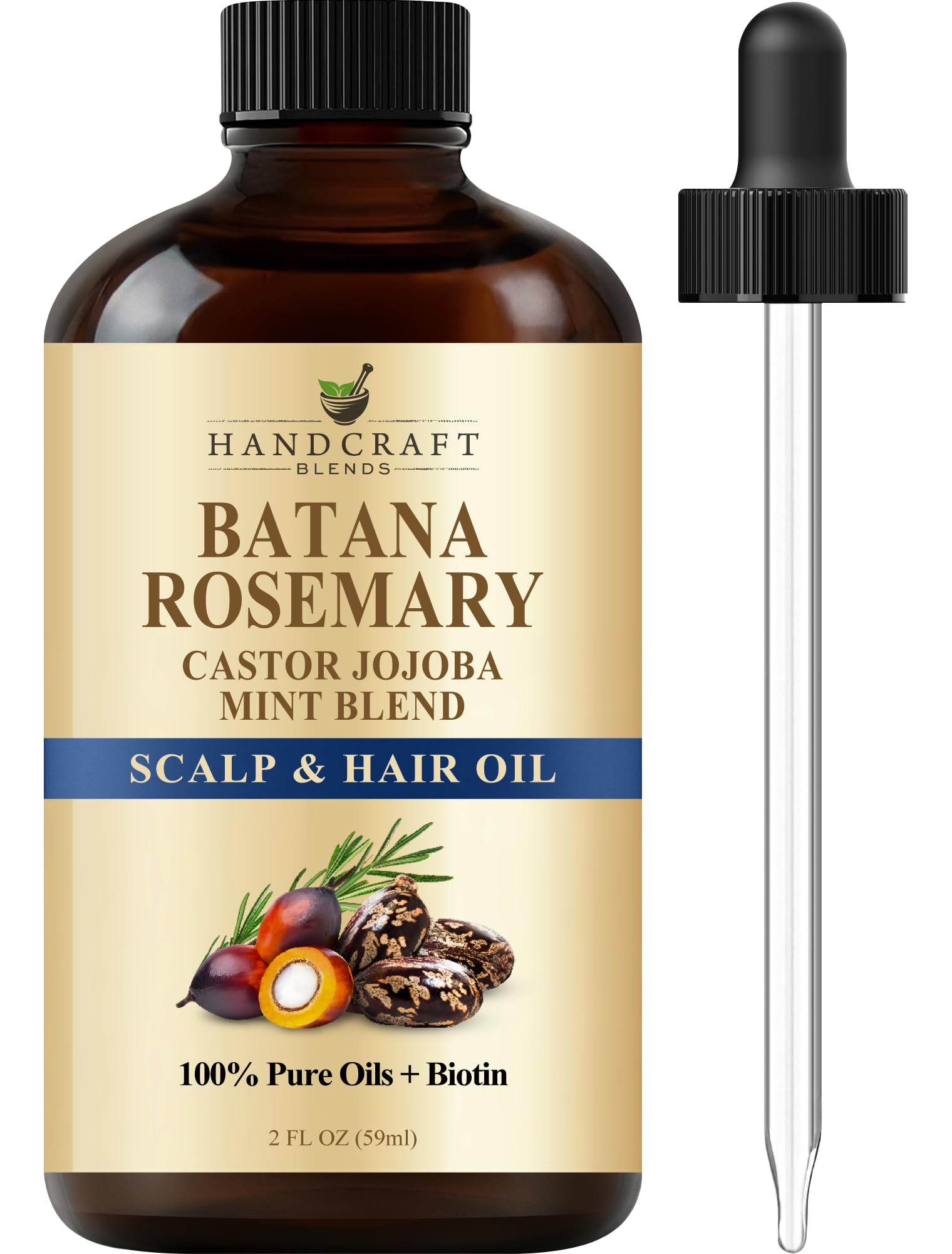 Handcraft Blends Castor Oil with Rosemary and Peppermint Oil 118 ml | 100% Pure and Natural | Premium Grade Carrier Oil | Hair, Eyelashes and Eyebrows | Hair and Body