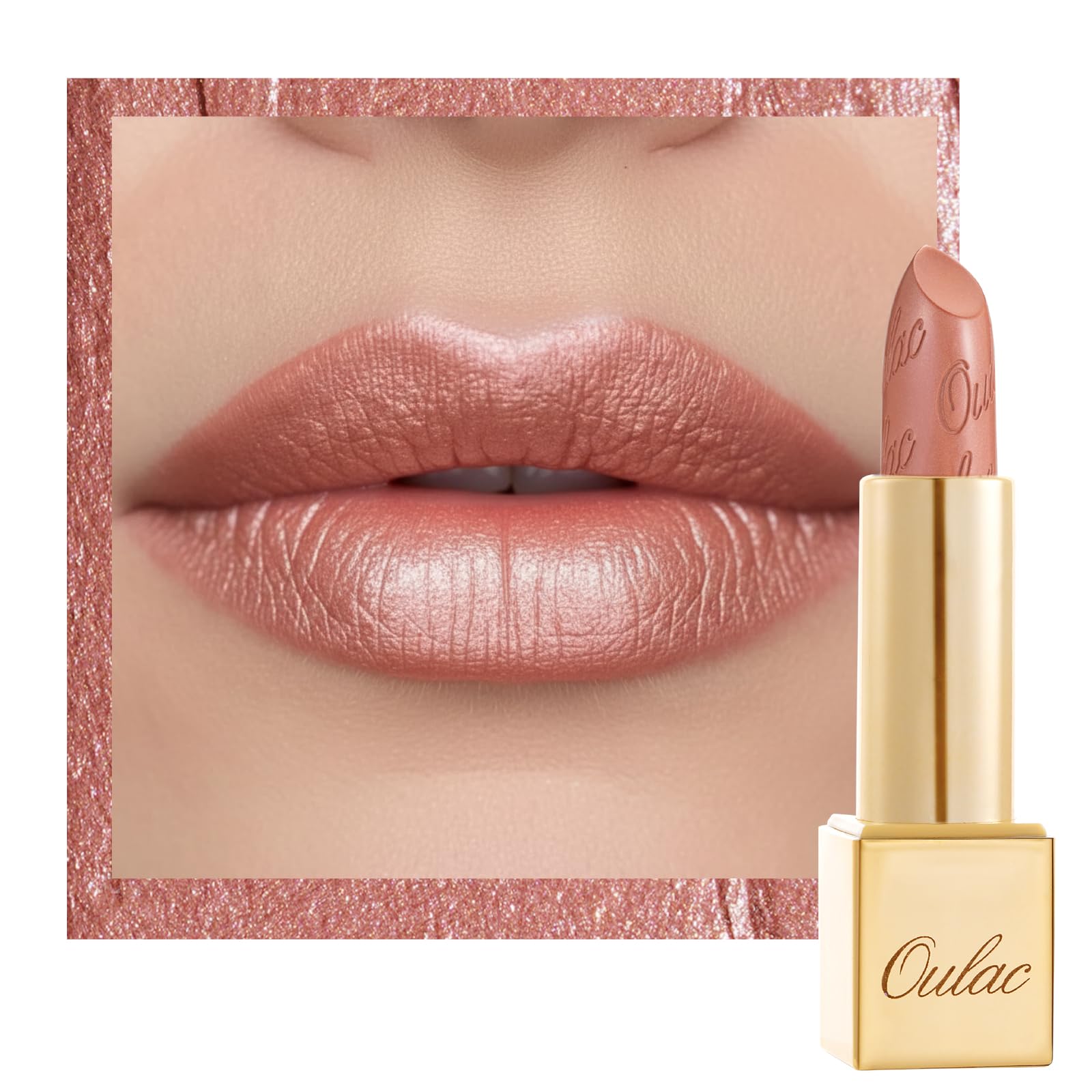 OULAC Metallic Shine Glitter Lipstick, Pink High Impact Lipcolor, Lightweight Soft and Ultra Hydrating, Long Lasting, Vegan & Cruelty-Free, Full-Coverage Lip Color 4.3 g/0.15 HIP & HIPPIE(11) Halalzen