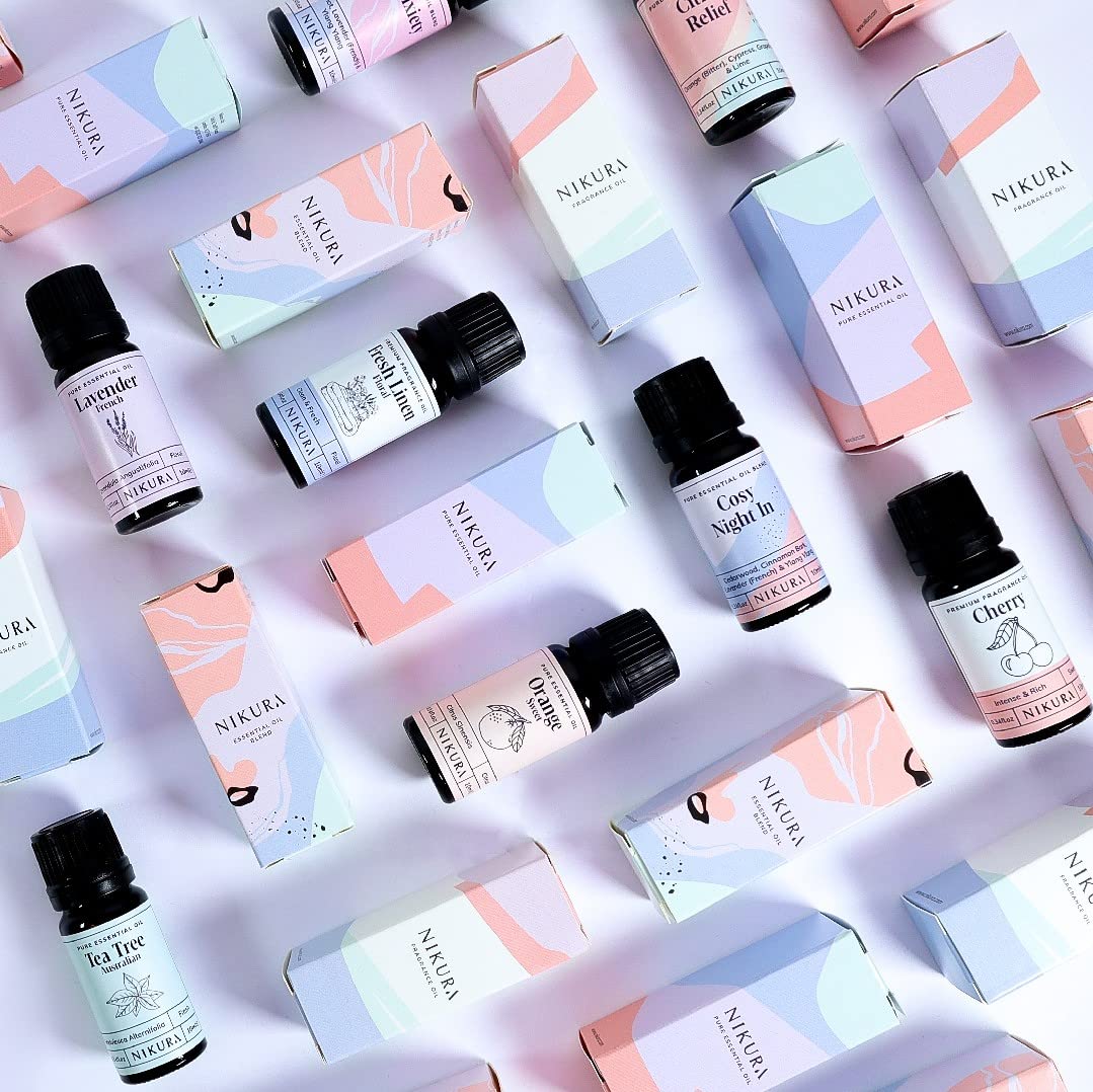 Nikura Essential Oils Blends Gift Set | Calming Essential Oils for Diffusers for Home, Sleep, Wax Melts | Relaxing Aromatherapy Oils | UK Made & Vegan