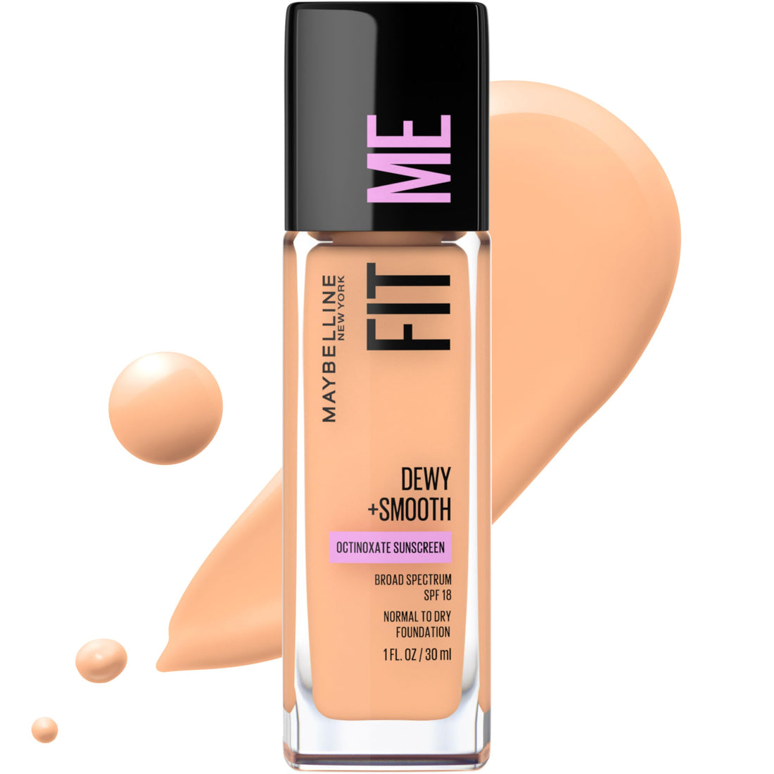 Maybelline Fit Me Dewy + Smooth Liquid Foundation Makeup, Classic Ivory, 1 Count (Packaging May Vary)