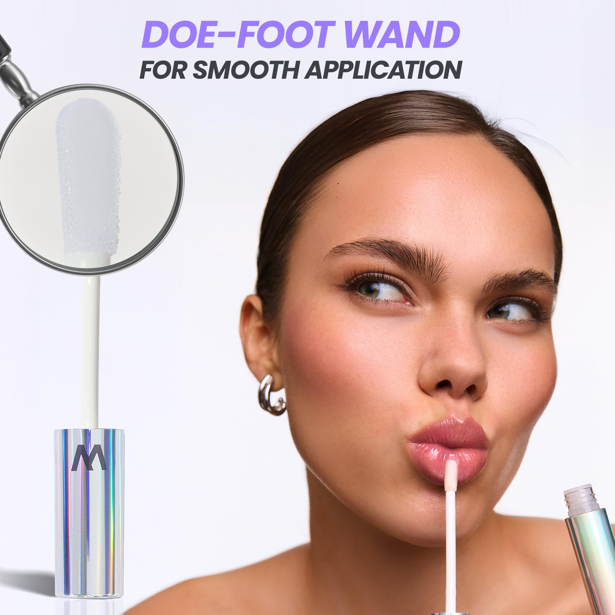 Wonderskin Wonder Blading Top Gloss - Lip Gloss, High Shine Finish, Blue Makeup For Lips (Silver Glitter)