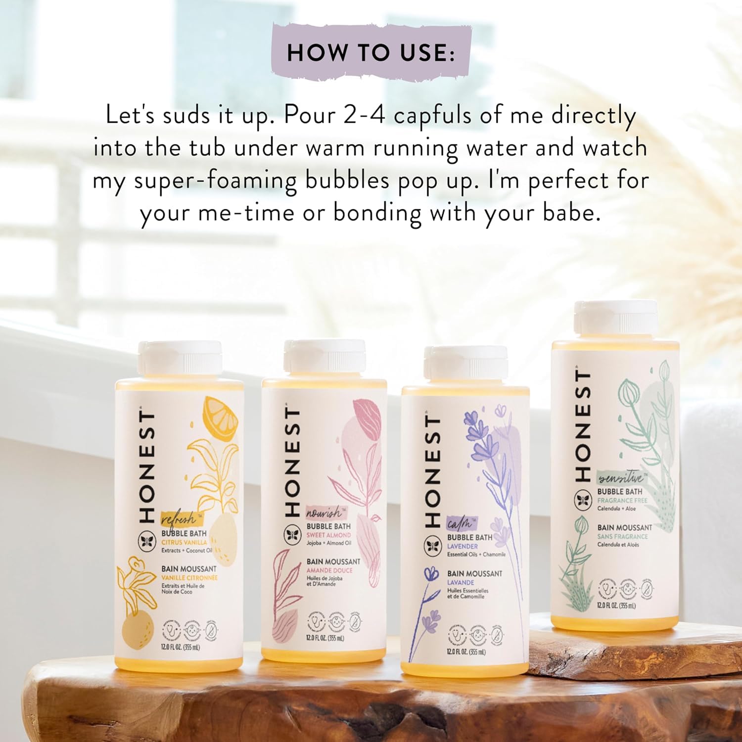 The Honest Company Foaming Bubble Bath & Baby Wash, Tear-Free, Hypoallergenic, Natural Formula, Lavender Calm Scent, 12 fl oz Halalzen