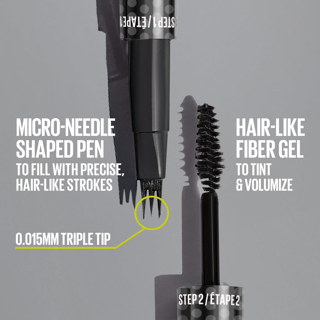 Maybelline New York Brow Inserts, 2-in-1 Eyebrow Pencil Pen and Fiber Gel, 0.015MM Triple Tip for 100 Hair-Like Strokes in 30 Seconds, 36-Hour Wear, Smudge-Proof, Shade: Blonde 1