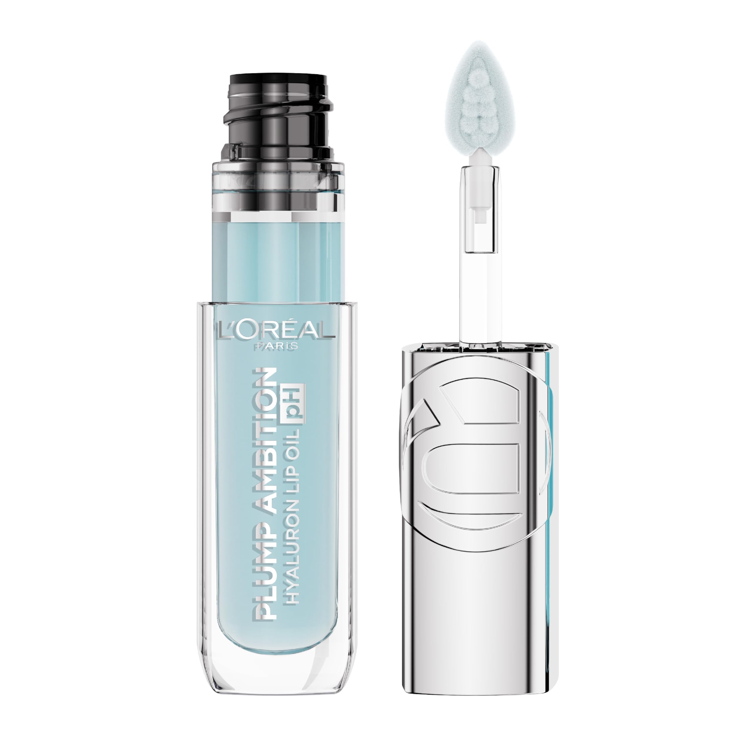 L'Oreal Paris Plump Ambition pH Hyaluron Lip Oil, Color Shifting Lip Tint with 24HR Hydration, Volumizing Shine and Lasting Color, 020 pH Rosé Halalzen