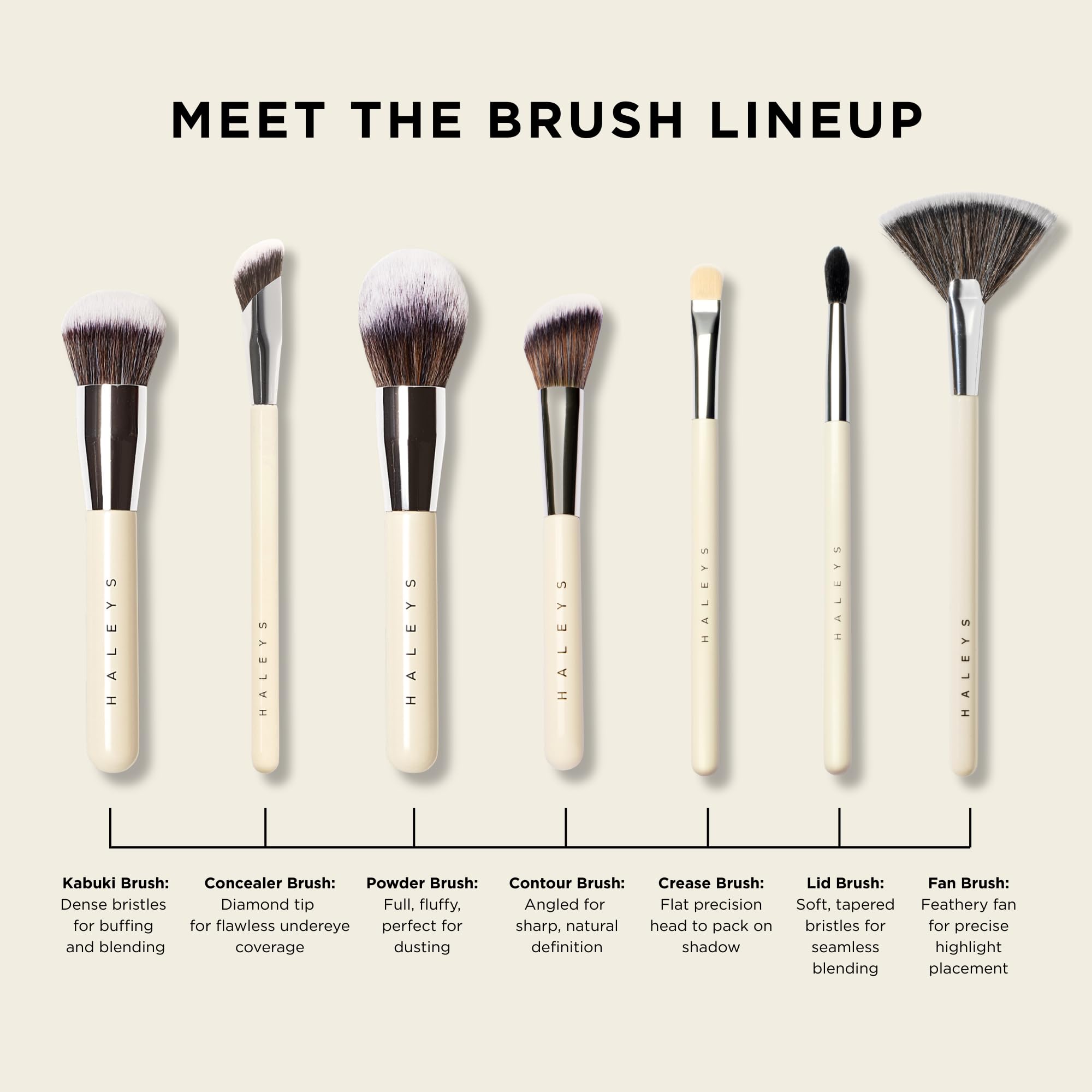 Haleys Beauty Kabuki Foundation Brush For Applying Powder, Foundation, Bronzer, Blush, and Mineral Make up, Soft Bristles, Seamless Blending, Makeup Brushes Essential, Vegan & Cruelty Free