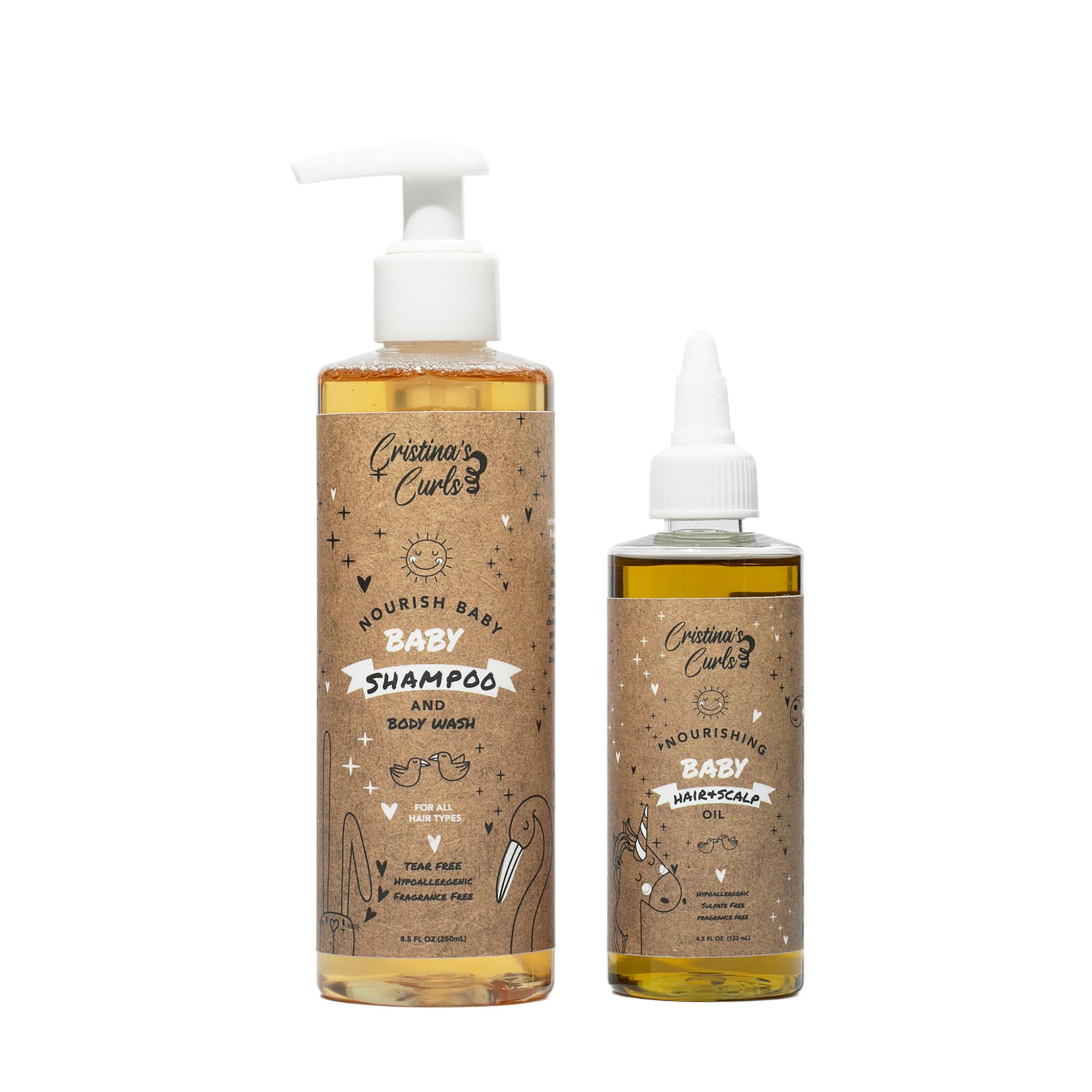 Cristina's Curls Nourishing Baby Wash Day Hair Bundle – Gentle Shampoo + Lightweight Scalp Oil Halalzen