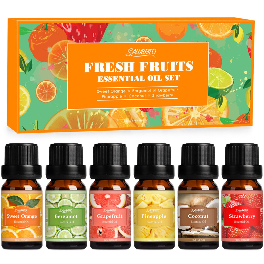 SALUBRITO Clean Essential Oils Set, Fresh Cotton, Clean Home, Fresh Linen, Soft Powder, Blossom Soap, Mint Scented Oils for for Diffuser, Candle, Soap Making