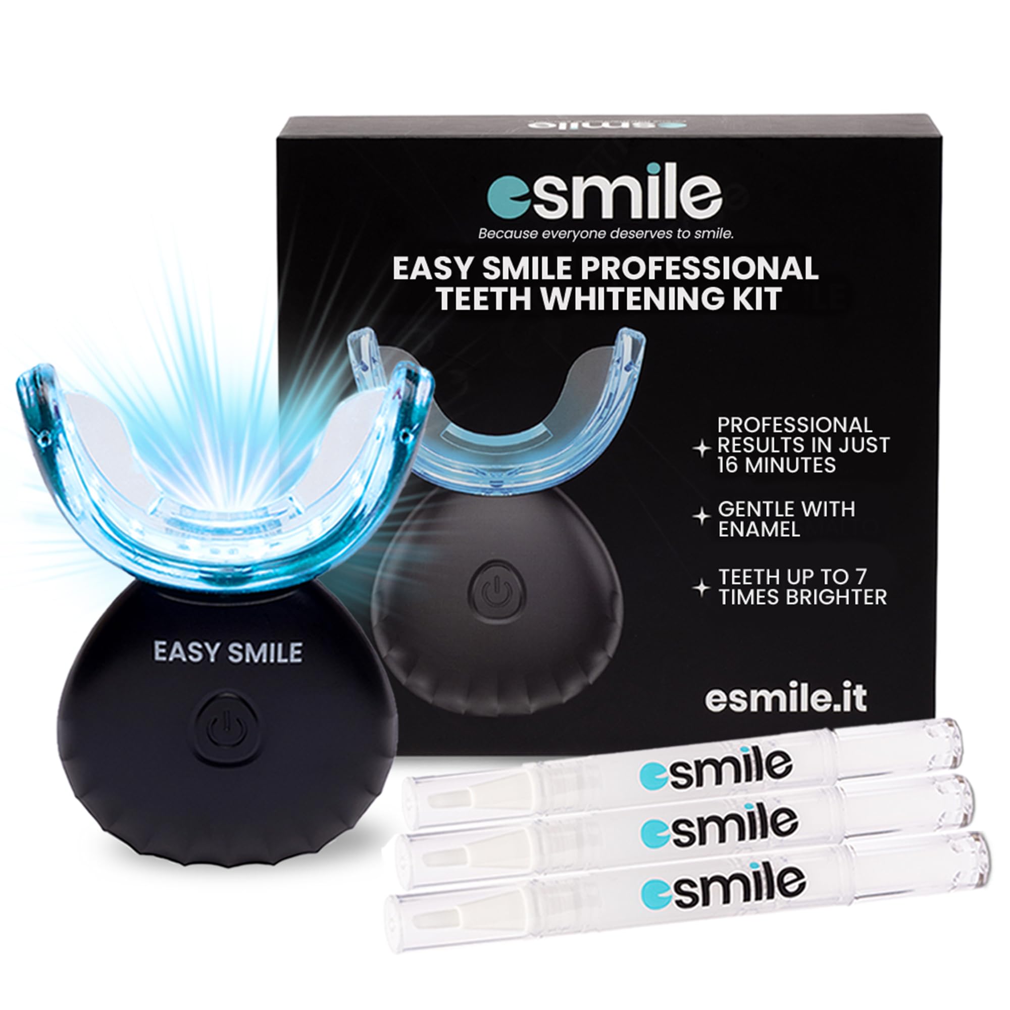 ESMILE Teeth Whitening Kit with 16 LED Light – Professional Home Whitening System for Sensitive Teeth – Fast Stain Removal, Enamel Safe, Includes Whitening Gel