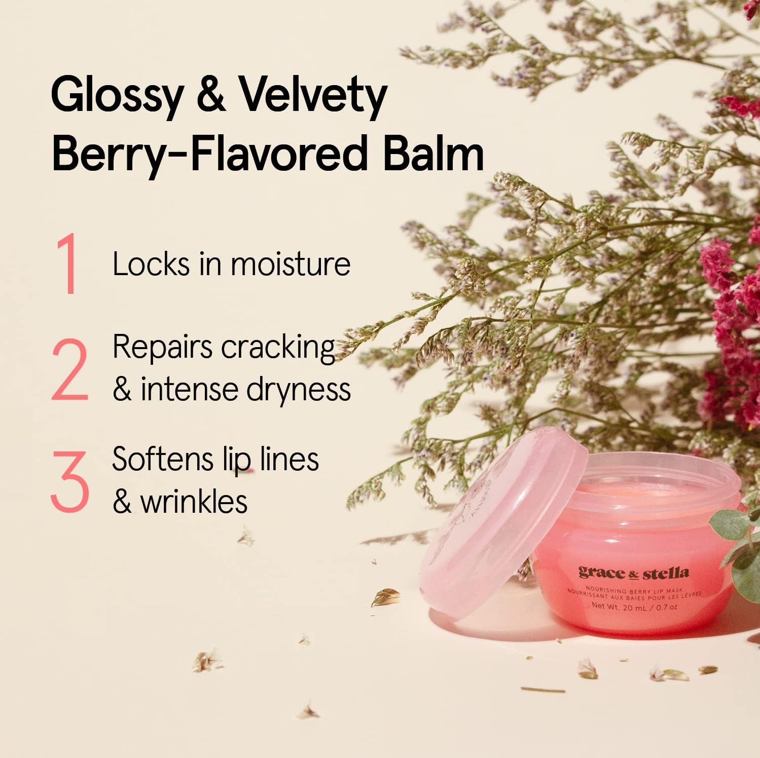 grace & stella Award Winning Lip Butter - Hydrating Lip Balm - Nourishing Lip Mask (1-pack) Travel Essentials, Travel Size Toiletries, Birthday Gifts for Women & Teens - Overnight Lip Repair - Vegan Halalzen