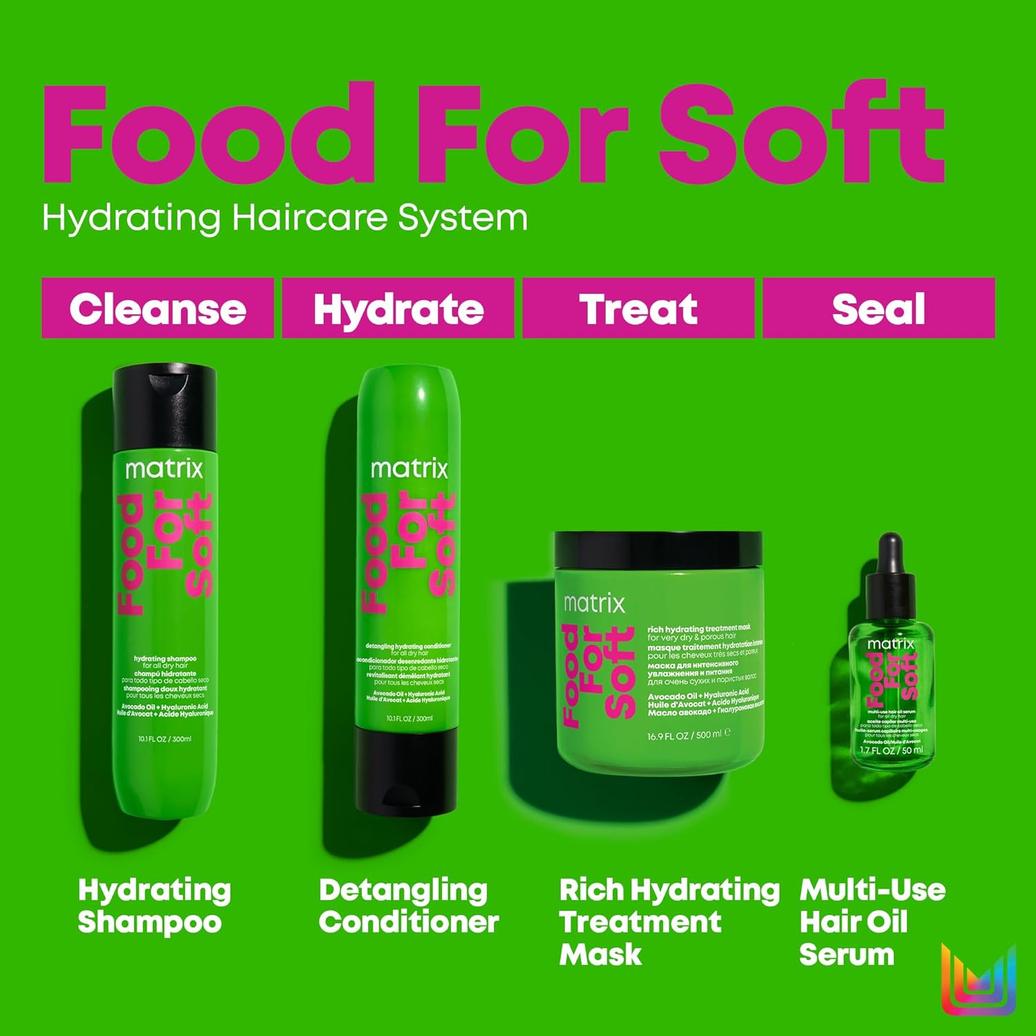Matrix DUO Food For Soft Hydrating Shampoo with Avocado Oil and Hyaluronic Acid, for dry hair 1000ml & Food For Soft Detangling Conditioner with Avocado Oil and Hyaluronic Acid, for dry hair 1000ml Halalzen