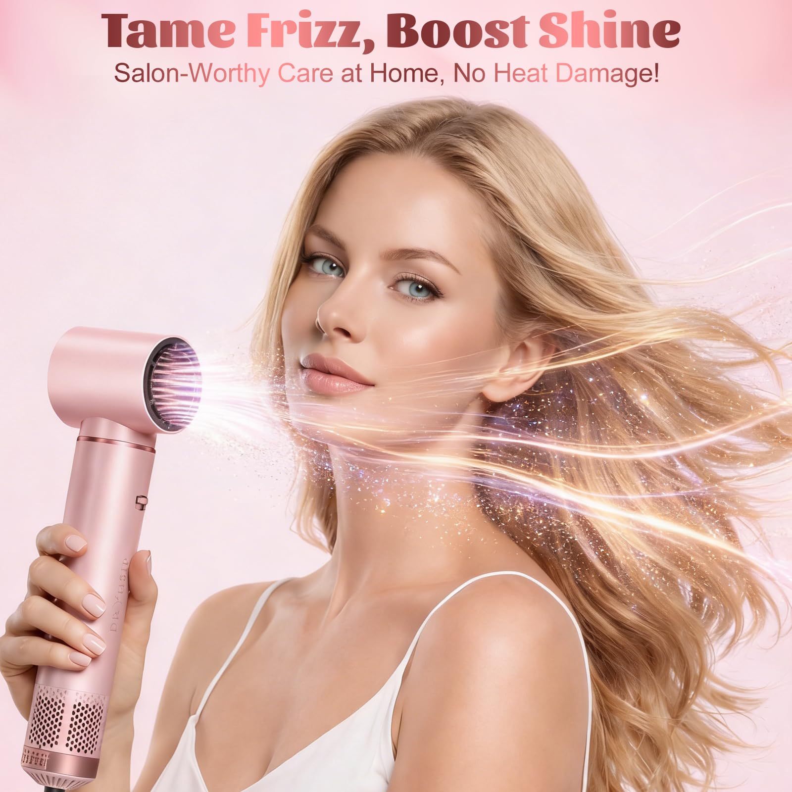 5 in 1 Hair Styler for Woman, Air Curling Wrap, Drying, Curling, Straightening & Volumizing, Hot Air Curler Dryer Brush Tool Set, Curl Styling Tools - Blush Halalzen