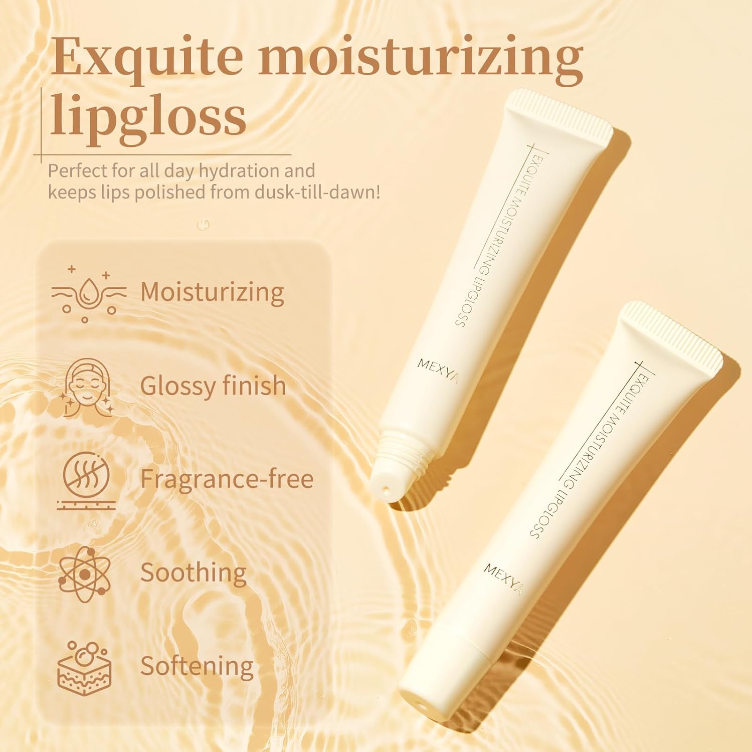 Clear Lip Gloss & Hydrating Lip Balm for Sensitive & Dry Lips – Fragrance-Free, Non-Sticky Overnight Lip Mask & Lip Plumper, Vegan, 2x0.3oz Halalzen