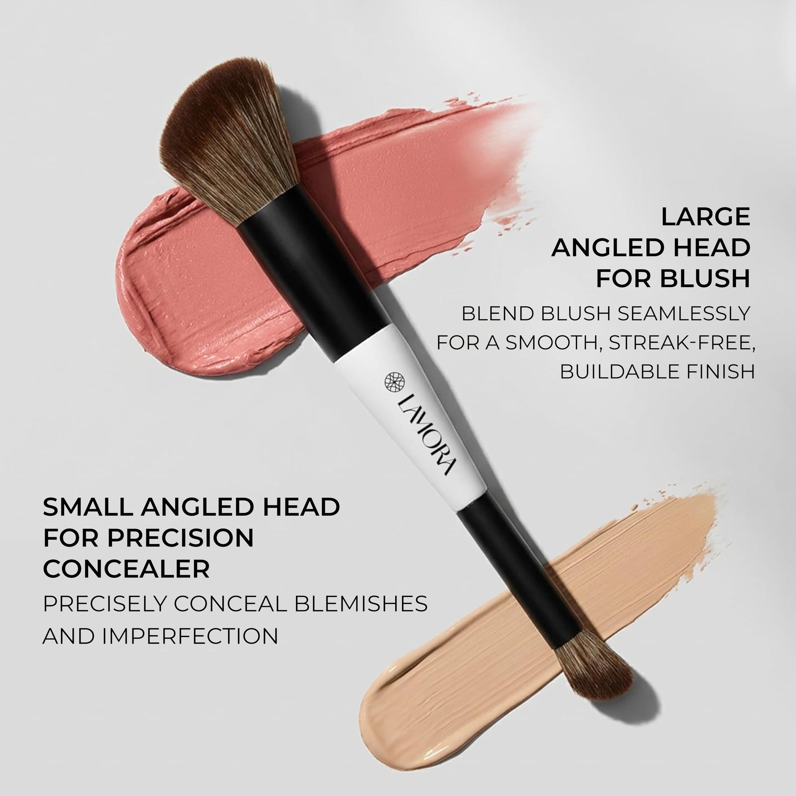 LAMORA Concealer Makeup Brush Under Eye - Angled Flat Top Kabuki Nose Contour Brush - Ideal for Concealing Blending Setting Buffing with Powder Liquid Cream Cosmetic - Small Makeup Foundation Brush Halalzen