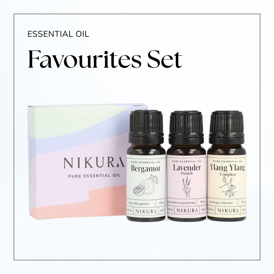 Nikura Essential Oils Blends Gift Set | Calming Essential Oils for Diffusers for Home, Sleep, Wax Melts | Relaxing Aromatherapy Oils | UK Made & Vegan