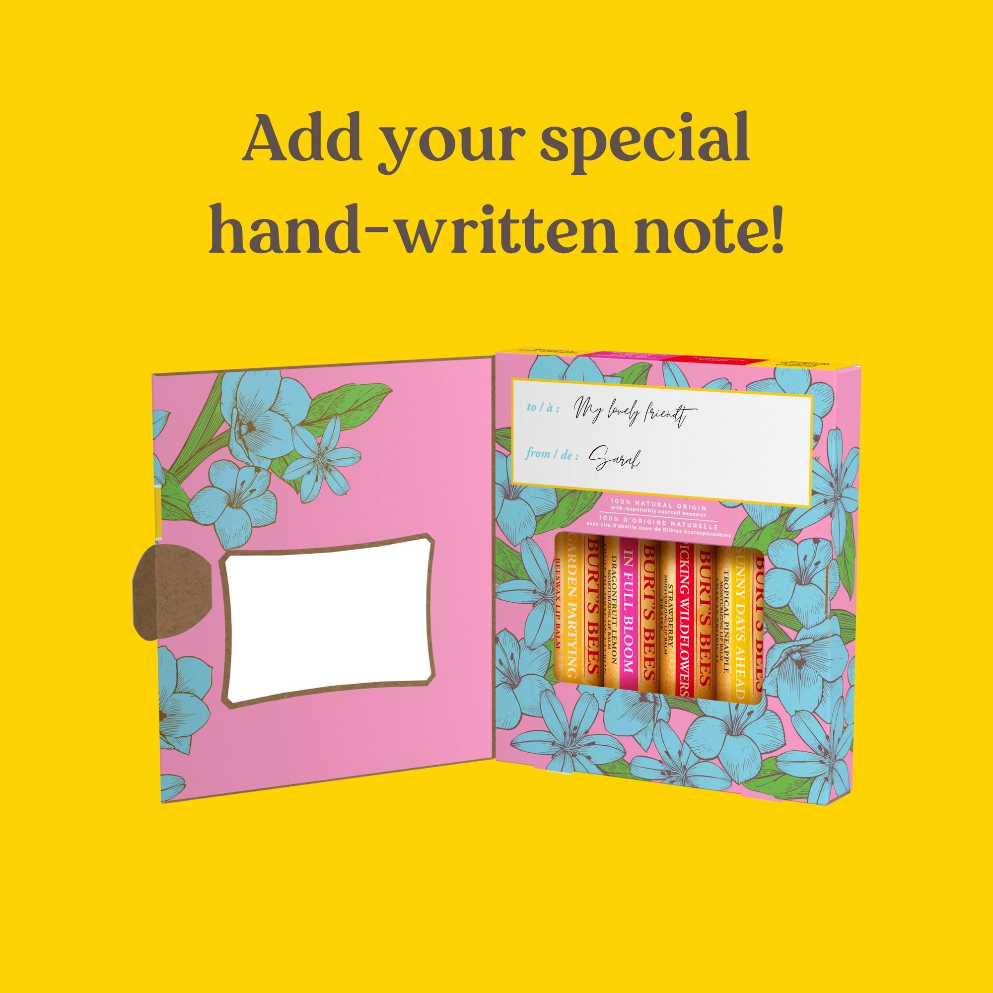 Burt's Bees Lip Balm Gift Set, Beeswax, Strawberry, Tropical Pineapple, Dragonfruit Lemon, In Full Bloom, 4x4.25g Halalzen