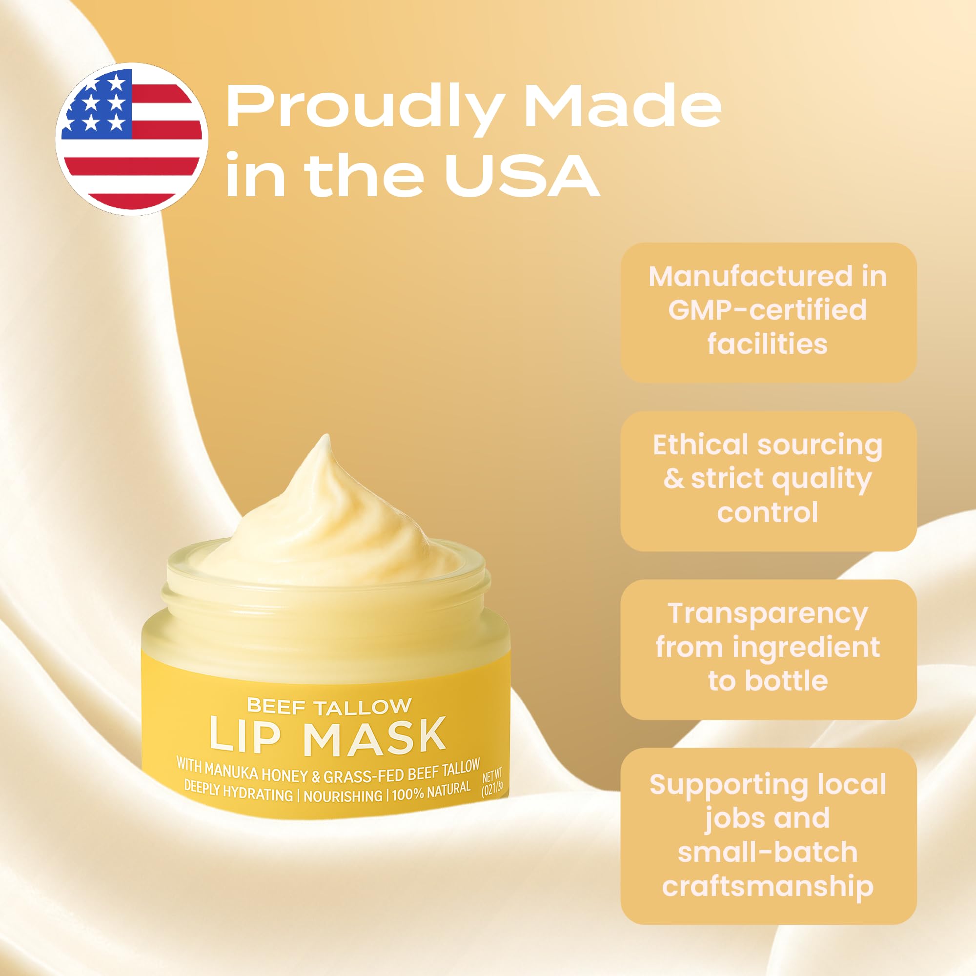 Body Restore Grass Fed Beef Tallow Lip Mask, Manuka Honey – Christmas Stocking Stuffers, White Elephant, Hydrating Moisture, Travel Essentials, Self Care, Birthday Gifts for Women, Men – Unscented Halalzen