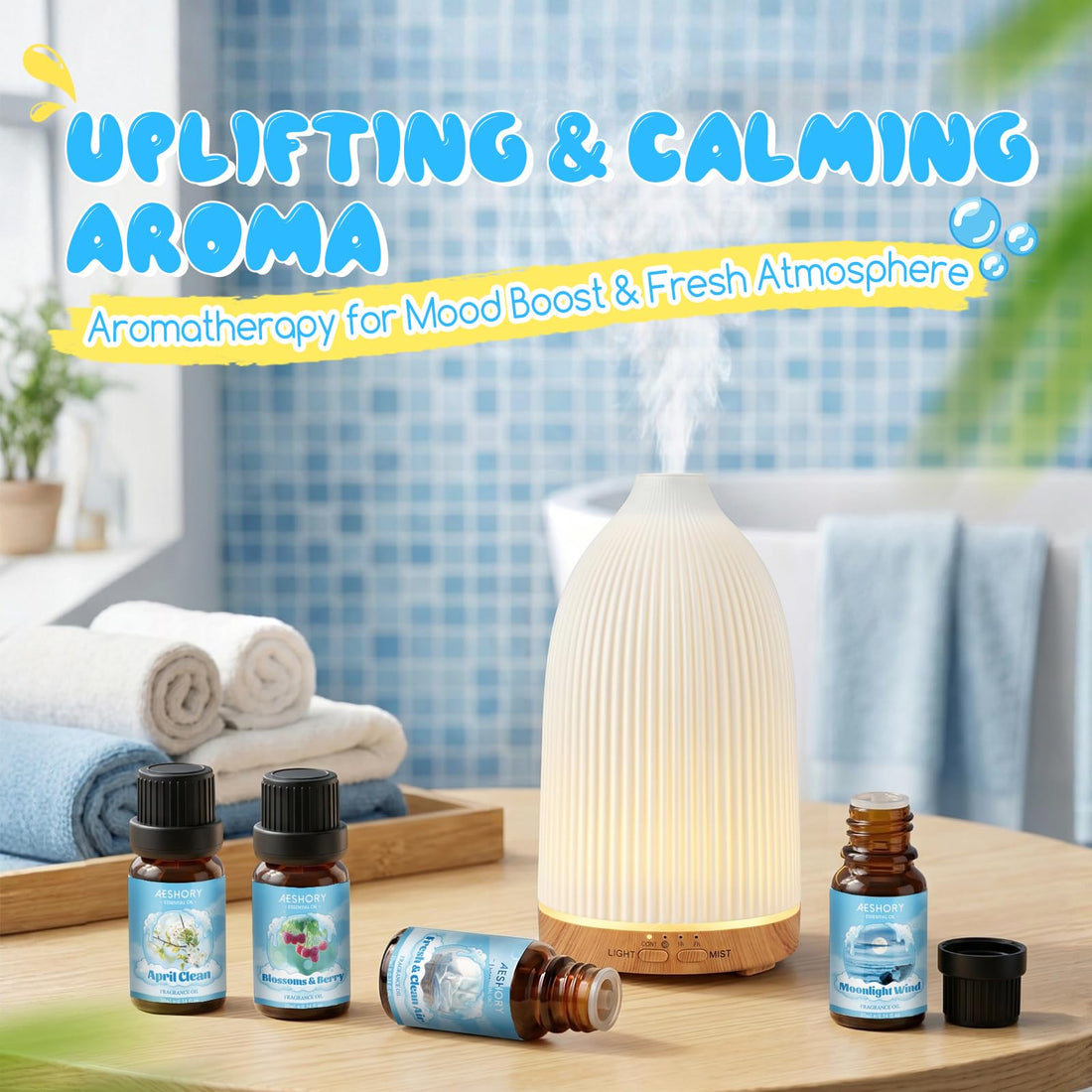 AESHORY 6 x 10ml Hotel Essential Oils Set, Premium Luxury Aroma Oil Scented Oil for Diffuser for Home, Humidifier, Candle Making, Air Freshening