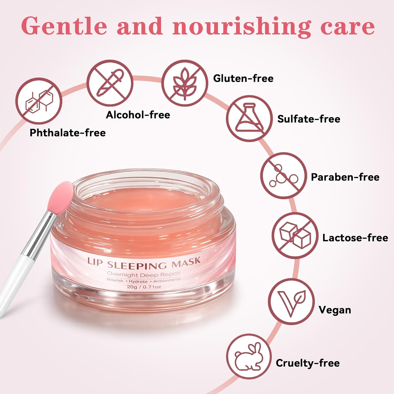 Lip Mask Overnight: Nourish, Hydrate Lip Mask with Shea Butter, Hyaluronic Acid, Vitamin C, Natural Plant Oils, Antioxidants, Lip Sleeping Mask for Flaky Dry Lips, 0.71oz, Mothers day Gifts Halalzen