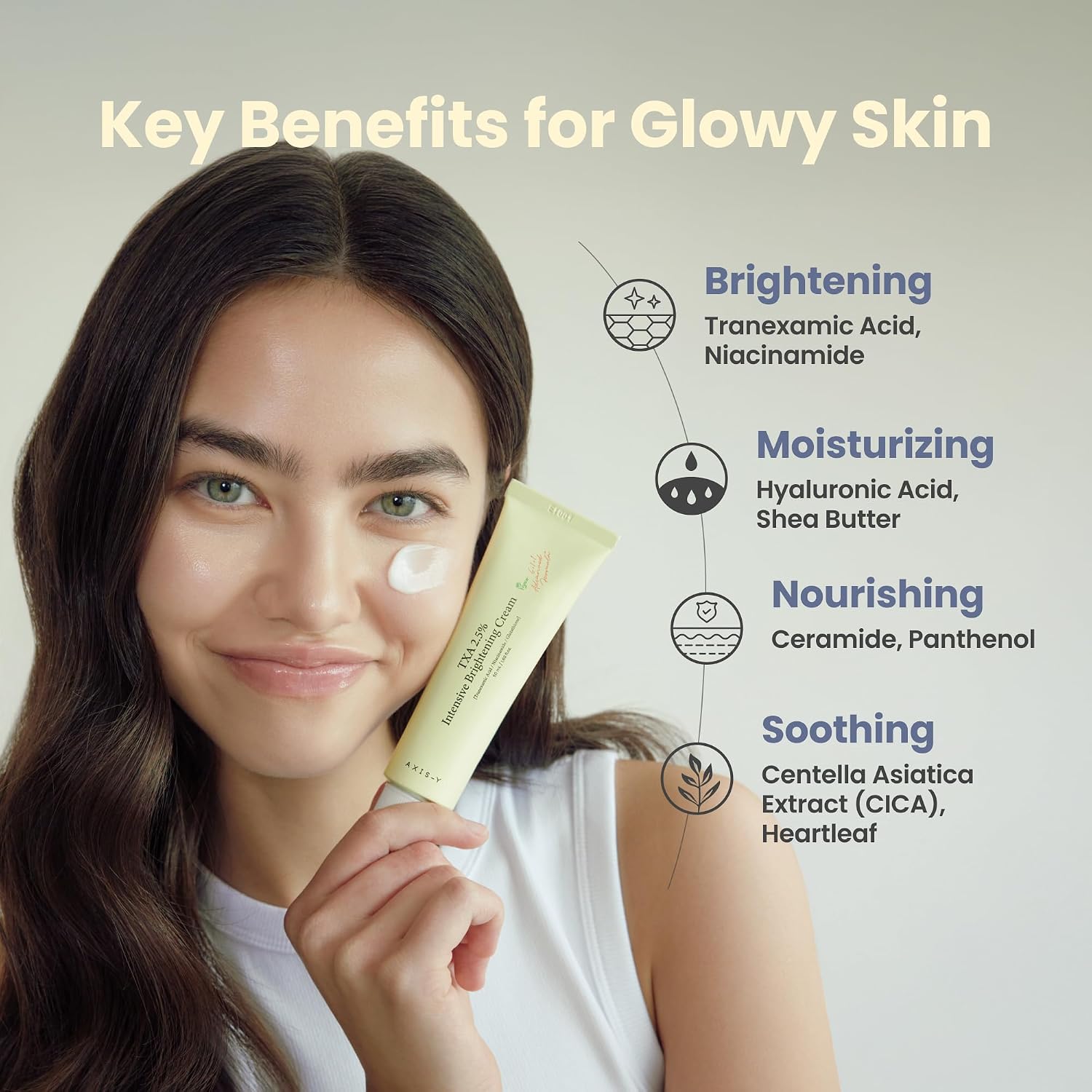 AXIS-Y TXA 2.5% Intensive Brightening Cream - Tranexamic Acid, Niacinamide & Glutathione for Hyperpigmentation & Dark Spot Corrector - Vegan Korean Skin Care Moisturizer Face Cream - 50ml/1.69 fl. oz.