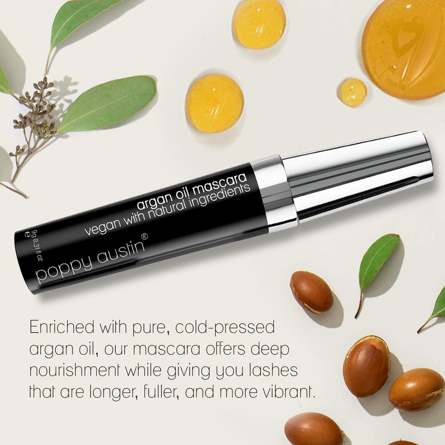 Poppy Austin - Vegan Mascara Black Volume And Length Waterproof - Gentle, Hypoallergenic Volumising Mascara, Organic & Cruelty Free All Natural Organic For Sensitive Eyes (9 Gram) Halalzen