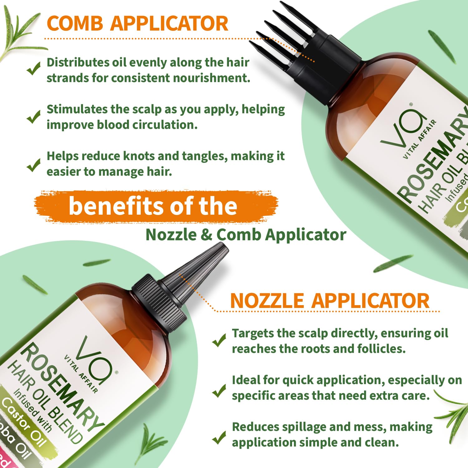 VITAL AFFAIR Blend Of Pure Rosemary Oil For Hair Growth With Castor, Batana, Jojoba Oil-Infused With Biotin & Vitamin E-Blend of Effective Hair Oils for Hair Growth-Strengthening Treatment 6 Fl Oz Halalzen