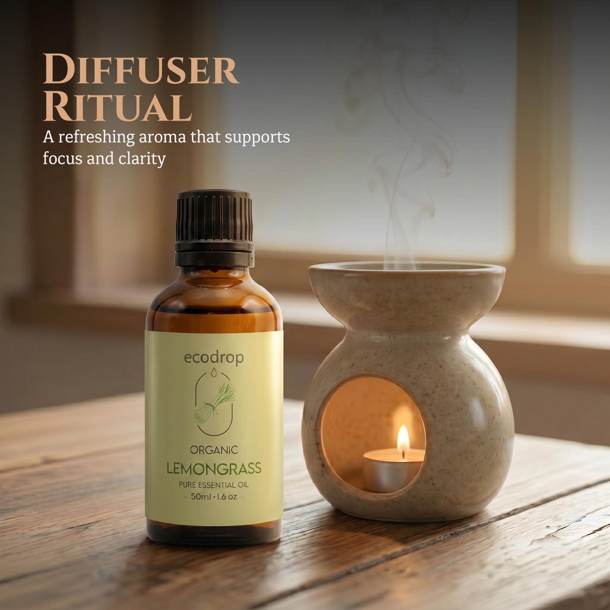 Ecodrop Tea Tree Essential Oil, 10 ml | 100% Pure Organic Steam-Distilled | Melaleuca Alternifolia | Aromatherapy, Diffuser, Massage, Bath, Soap & Candle Making | Australian Fresh Aroma