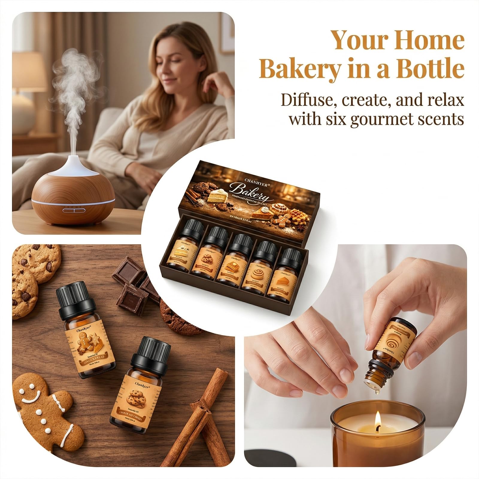 Hotel Collection Essential Oils for Diffusers for Home - 6 x 10 ml Luxury Scented Oil Set with Luxury Night,Jasmine Peppermint,White Tea,Citrus Happiness,My Way,Hotel Lobby,Gift for Women and Men