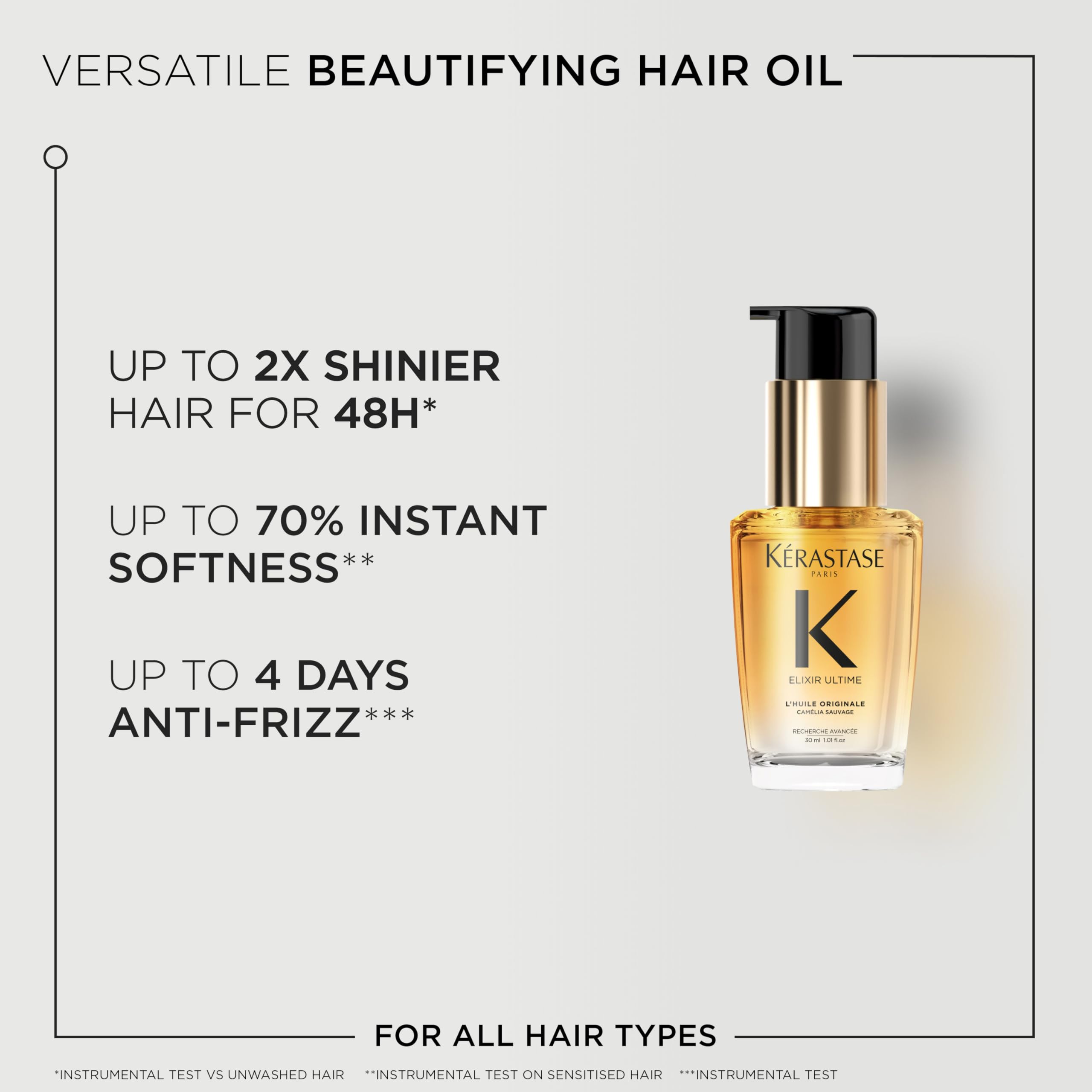 Kérastase Elixir Ultime Hair Oil, Nourishes Dull Hair, For All Hair Types, Strengthens and Protects Hair From Heat, With Argan and Camellia Oil, L'Huile Originale