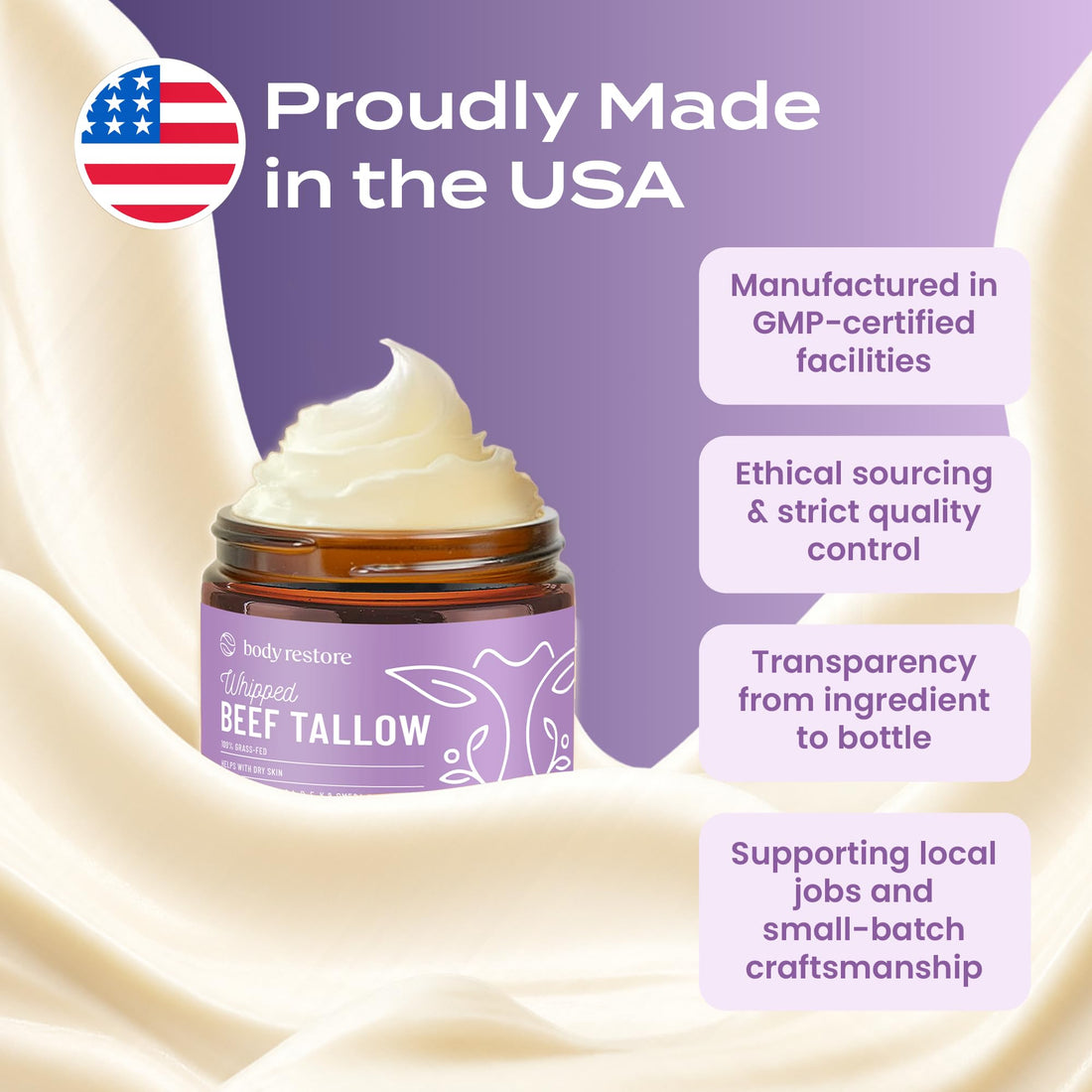 Body Restore Grass Fed Beef Tallow Lip Mask, Manuka Honey – Christmas Stocking Stuffers, White Elephant, Hydrating Moisture, Travel Essentials, Self Care, Birthday Gifts for Women, Men – Unscented Halalzen