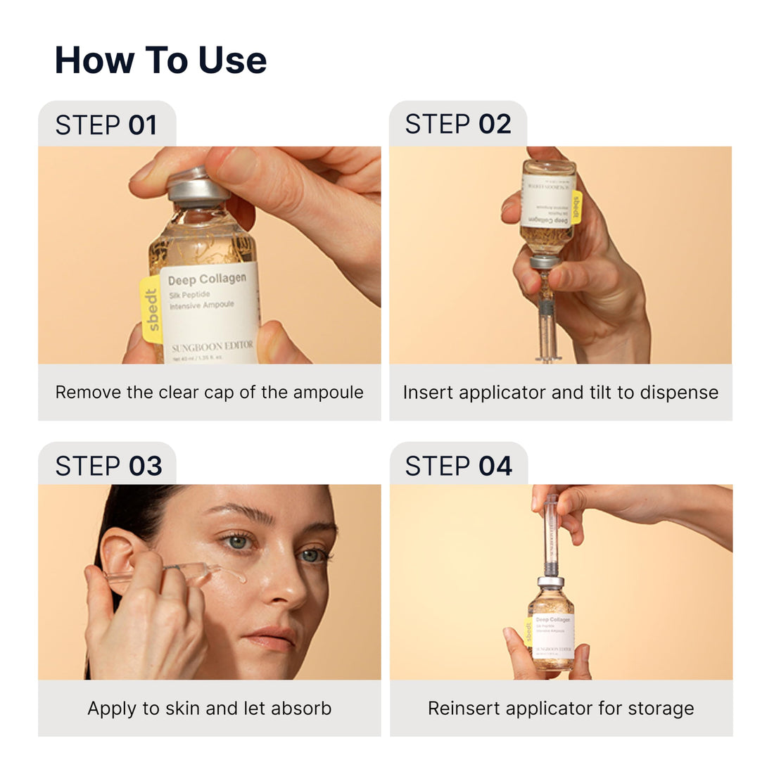 SUNGBOON EDITOR Glow Intensive Silk Peptide Ampoule, Copper Peptides Serum for Face with Collagen & Multi Peptides, Hydrating Korean Skincare Facial Serum for Smooth-Looking Skin, 1.35 fl oz Halalzen