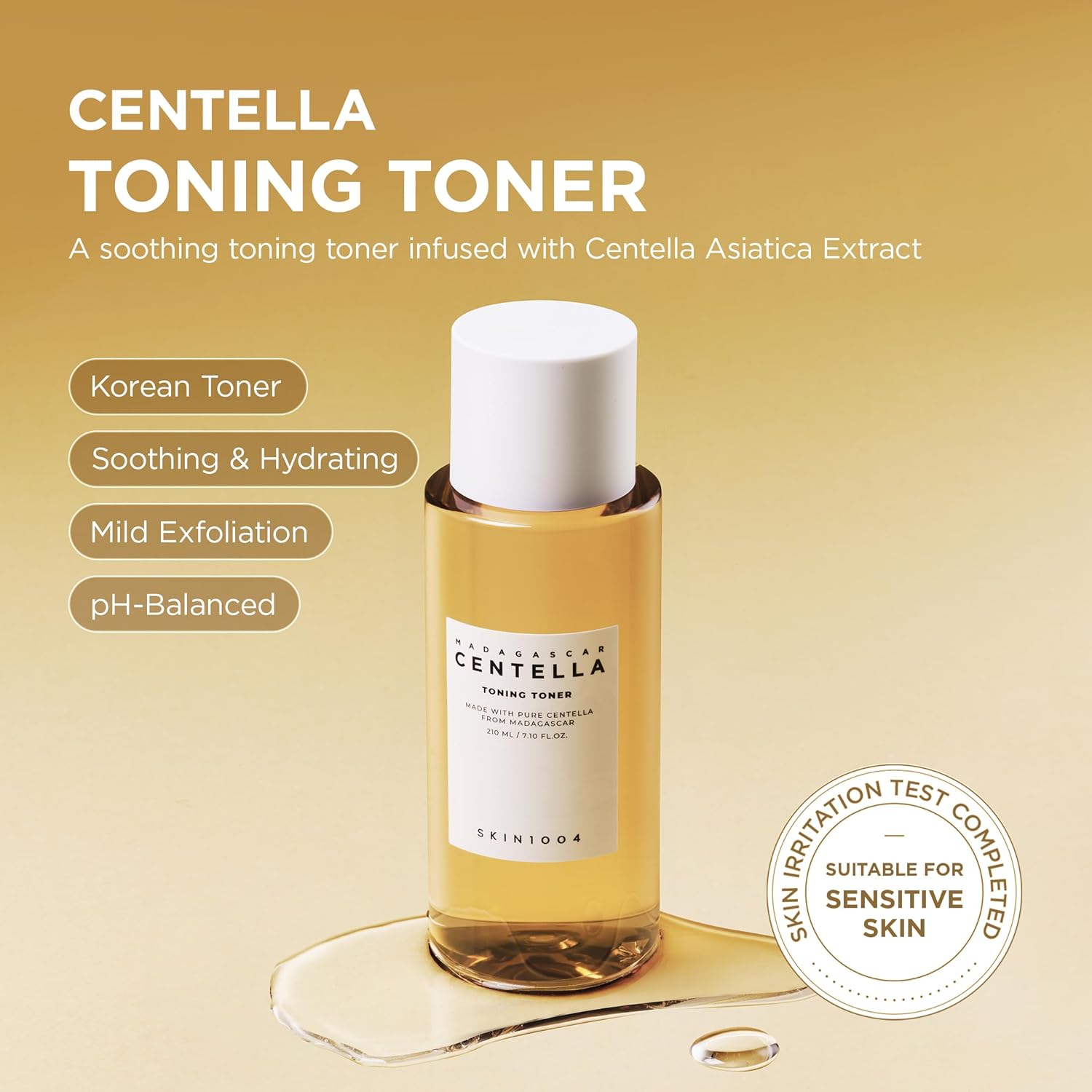 SKIN1004 Centella Toning Toner 210 ml, Tonique visage coréen avec Centella Asiatica de Madagascar et acide hyaluronique pour hydrater, apaiser et hydrater, Exfoliant PHA, Soin de la peau coréen