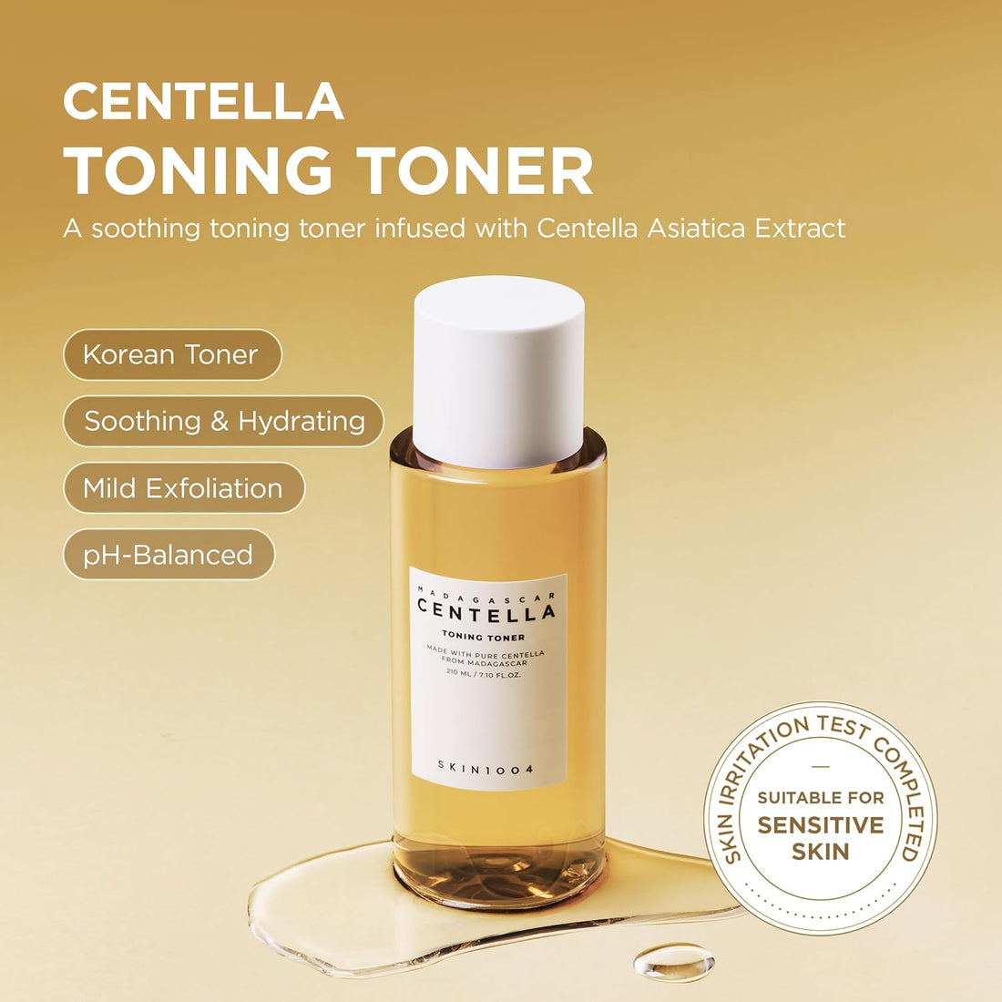 SKIN1004 Centella Toning Toner 210 ml, Tonique visage coréen avec Centella Asiatica de Madagascar et acide hyaluronique pour hydrater, apaiser et hydrater, Exfoliant PHA, Soin de la peau coréen