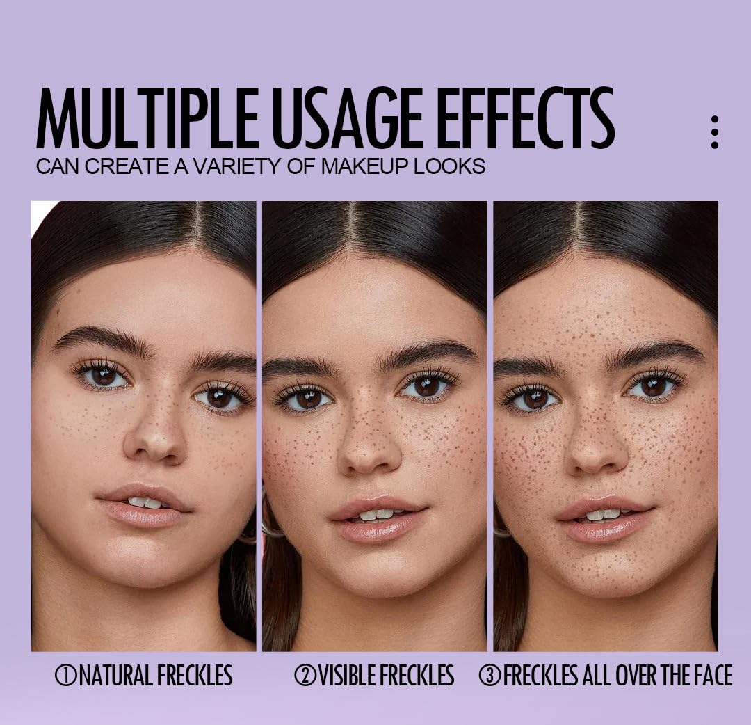 Freckle Pen & Liquid Micro-Powder Freckle Stamp - Realistic Natural Freckles Makeup Tool with Special Sponge, Waterproof & Long-Lasting for All Skin Tones,#MEDIUM Halalzen