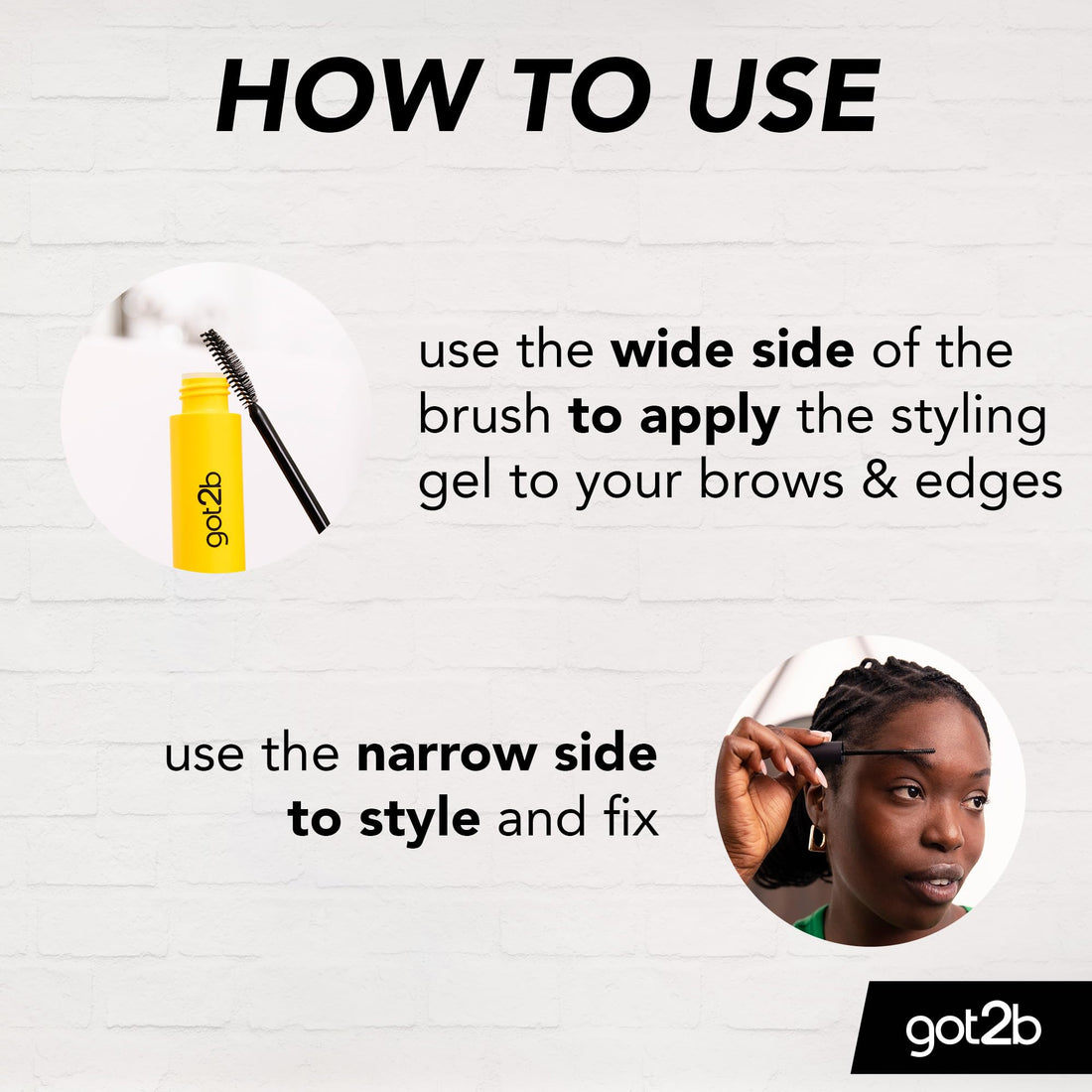 got2b Glued 4 brows & Edges Clear gel 2 in 1 16 ml, Screaming Hold Brow gel, Eyebrow Gel for Long Lasting Looks, Vegan Formula