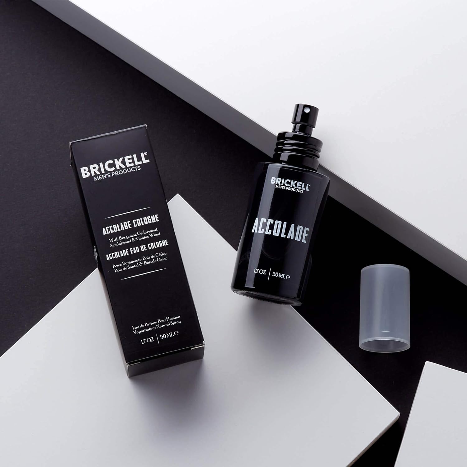 Eau de Cologne Accolade de Brickell pour homme, parfum bergamote italienne, cèdre, santal, citron et bois de gaïac, naturelle et bio, 50 ml