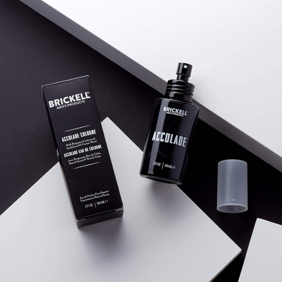 Eau de Cologne Accolade de Brickell pour homme, parfum bergamote italienne, cèdre, santal, citron et bois de gaïac, naturelle et bio, 50 ml