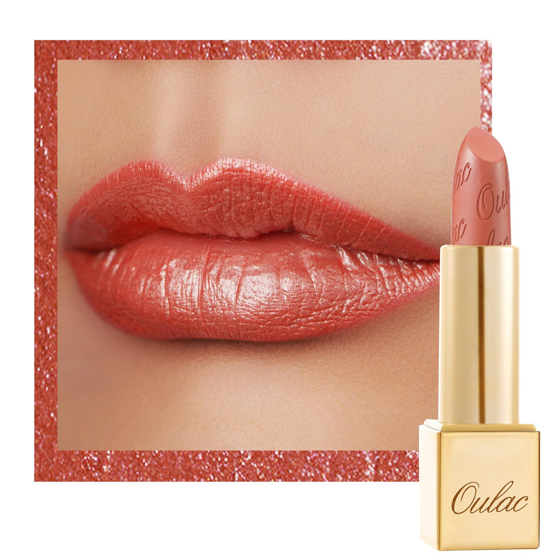 OULAC Metallic Shine Glitter Lipstick, Pink High Impact Lipcolor, Lightweight Soft and Ultra Hydrating, Long Lasting, Vegan & Cruelty-Free, Full-Coverage Lip Color 4.3 g/0.15 HIP & HIPPIE(11) Halalzen