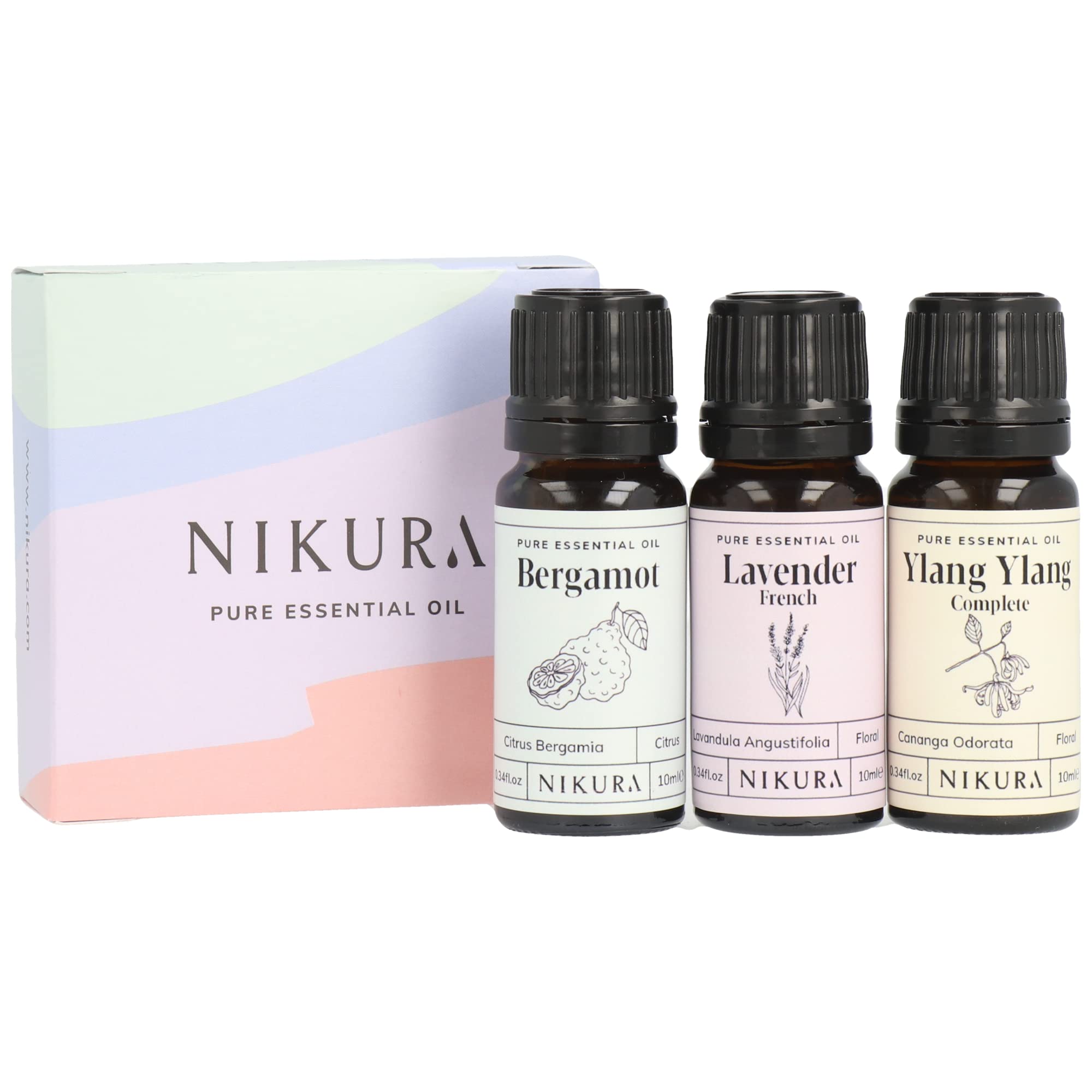 Nikura Essential Oils Blends Gift Set | Calming Essential Oils for Diffusers for Home, Sleep, Wax Melts | Relaxing Aromatherapy Oils | UK Made & Vegan