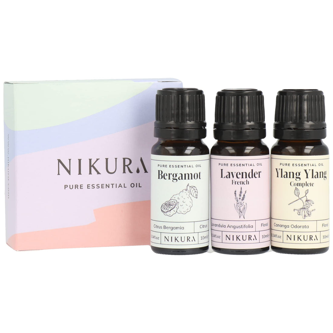 Nikura Essential Oils Blends Gift Set | Calming Essential Oils for Diffusers for Home, Sleep, Wax Melts | Relaxing Aromatherapy Oils | UK Made & Vegan