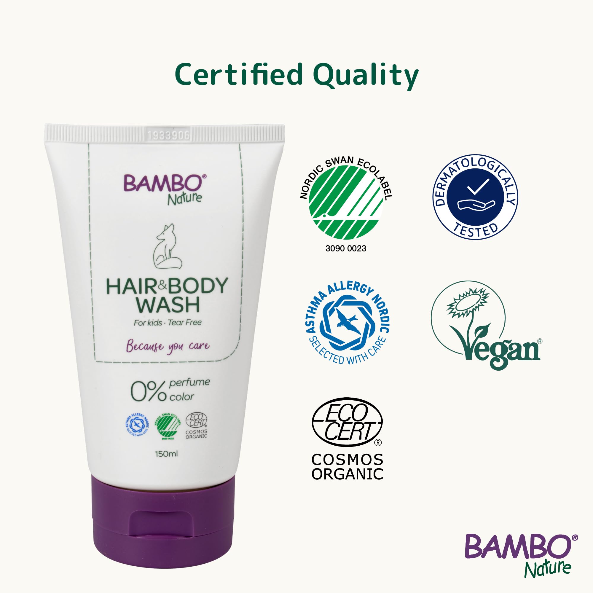 Bambo Nature Kids Shampoo and Body Wash, 150ml,Bath Wash For Sensitive Skin, Tear-Free Shampoo, Organic and Vegan For Clean and Happy Baby, Sustainable Products