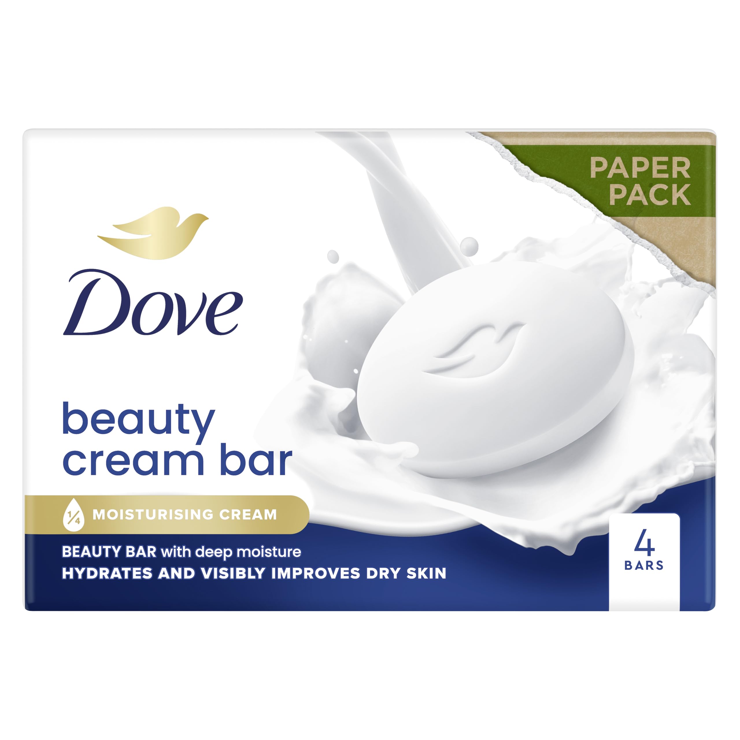 Dove Original Beauty Bar Soap with ¼ Moisturising Cream for Softer, Smoother, Healthier-Looking Skin 4x 90 g Halalzen