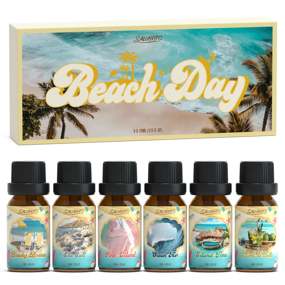 SALUBRITO Clean Essential Oils Set, Fresh Cotton, Clean Home, Fresh Linen, Soft Powder, Blossom Soap, Mint Scented Oils for for Diffuser, Candle, Soap Making