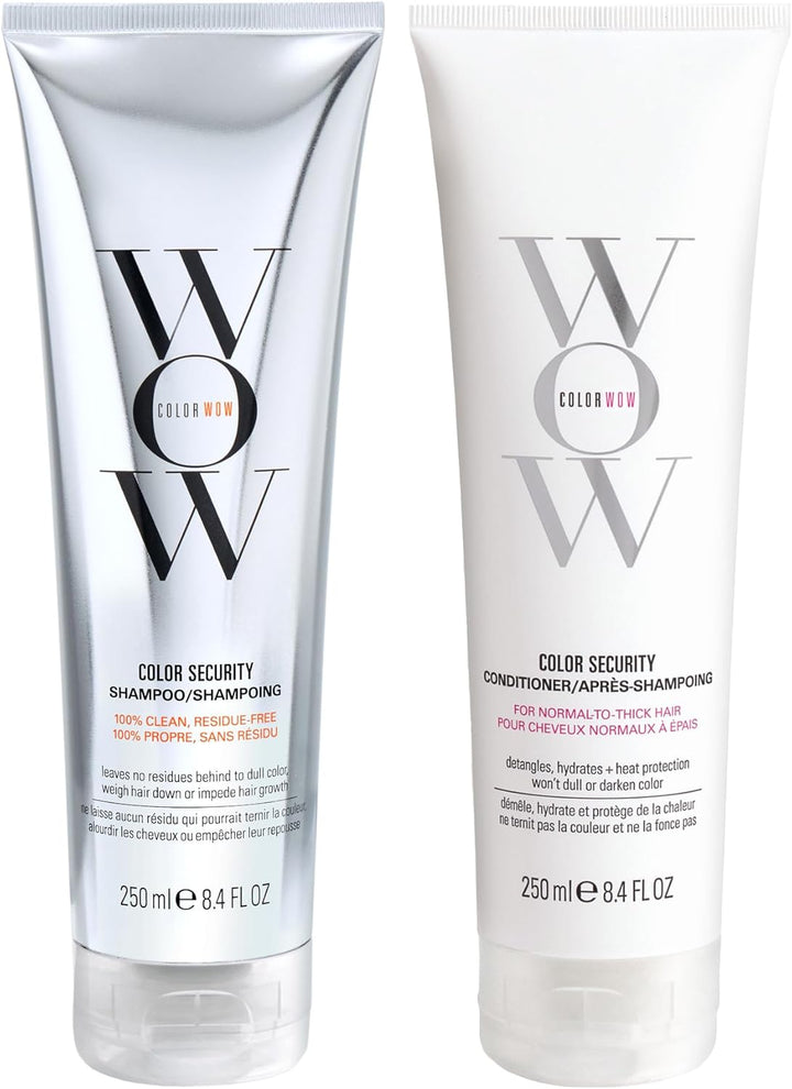 COLOR WOW Color Security Shampoo & Conditioner Duo – Sulphate-Free, Hydrating Cleanse + Moisture for Normal to Thick Hair | No Residue, Vegan, Cruelty-Free, 2 x 250ml