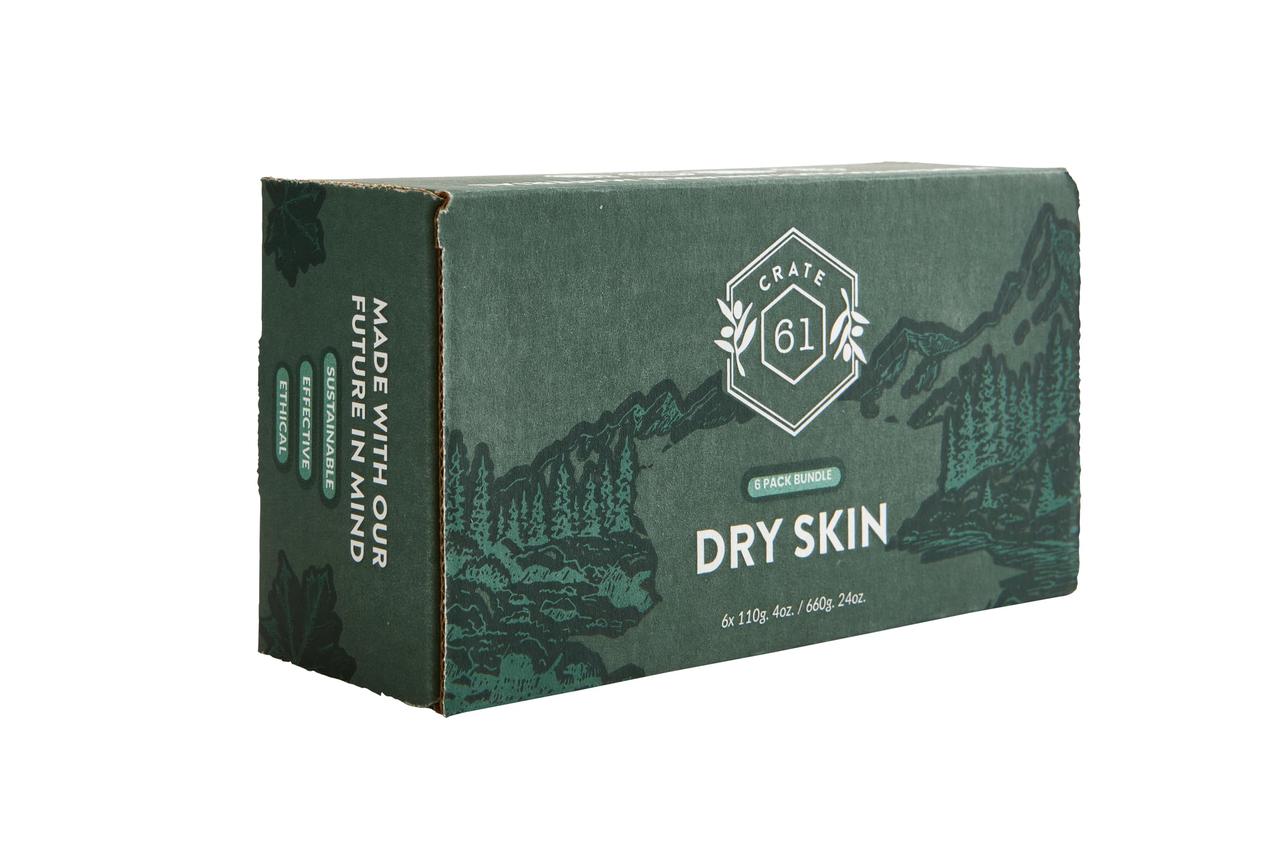 Crate 61 Organics, Handmade in Canada, Plant Based Cold Process Natural Bar Soap, With Premium Essential Oils, Dry Skin, Pack of 6 (For Him)