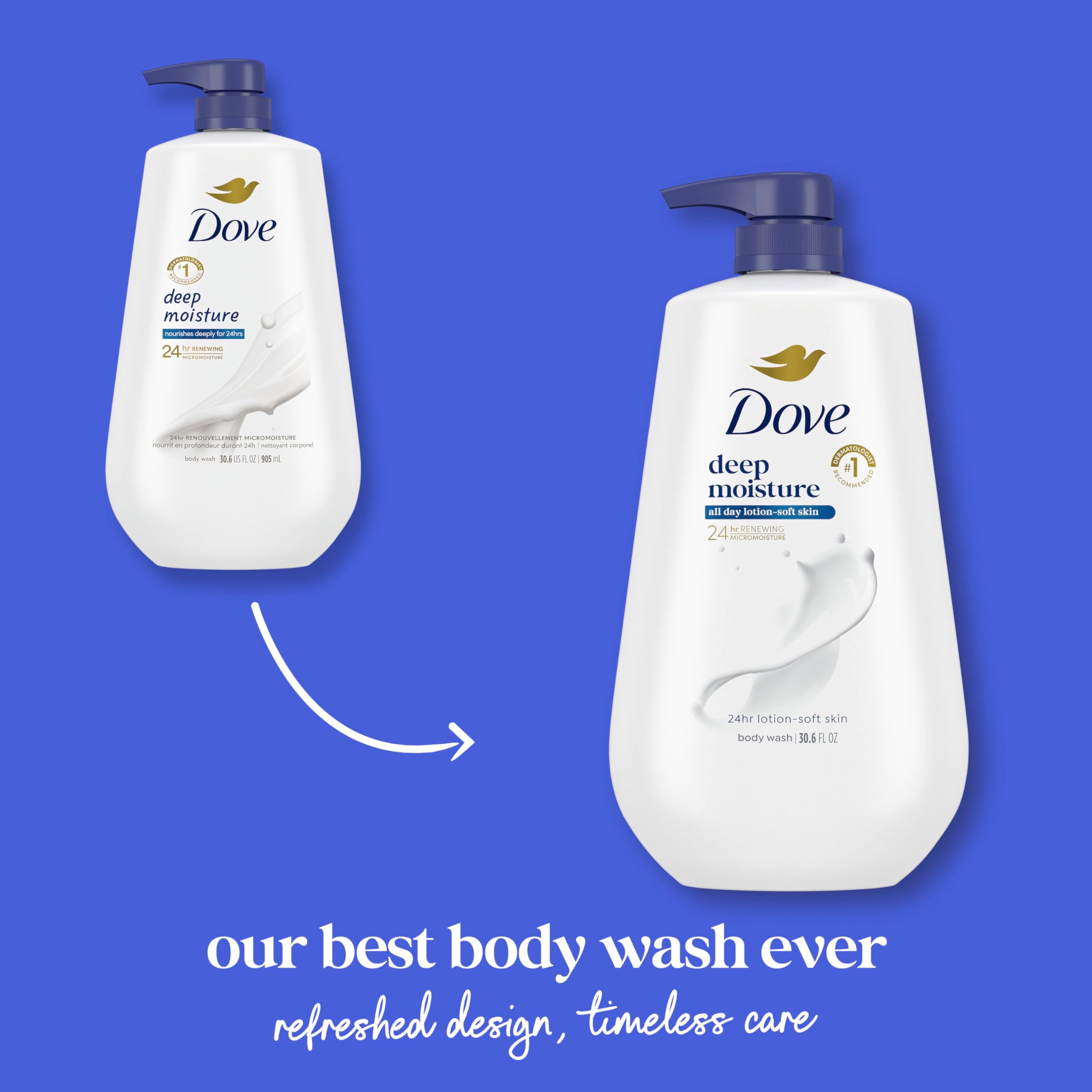 Dove Body Wash Deep Moisture for 24hr Lotion-Soft Skin Moisture Moisturizing Skin Cleanser with No Sulfates No Parabens 30.6 oz Halalzen
