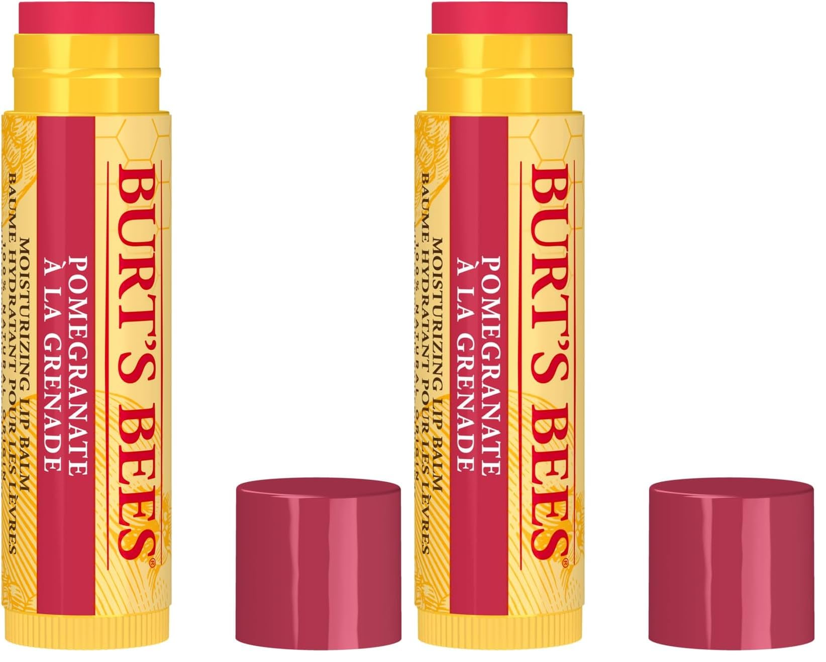 Burt's Bees Lip Balm Pomegranate, Moisturising Lip Balm With Beeswax & Vitamin E, 100% Natural Origin, 4.25g Halalzen