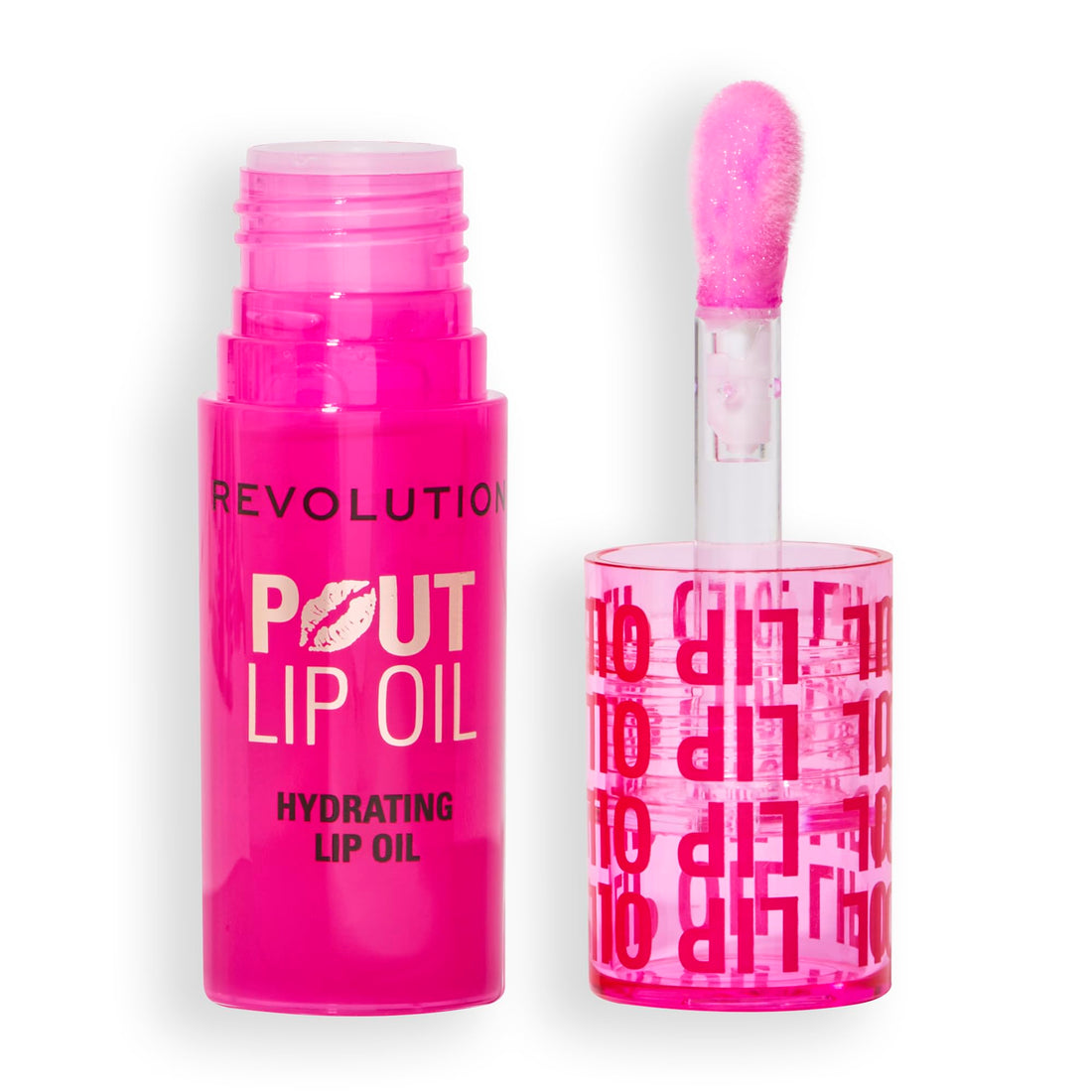 Revolution, Pout Lip Oil, Nourishing Tinted Lip Oil, High Shine, Non-Sticky Finish, Vegan & Cruelty-Free, Glam Pink Shimmer, 4ml